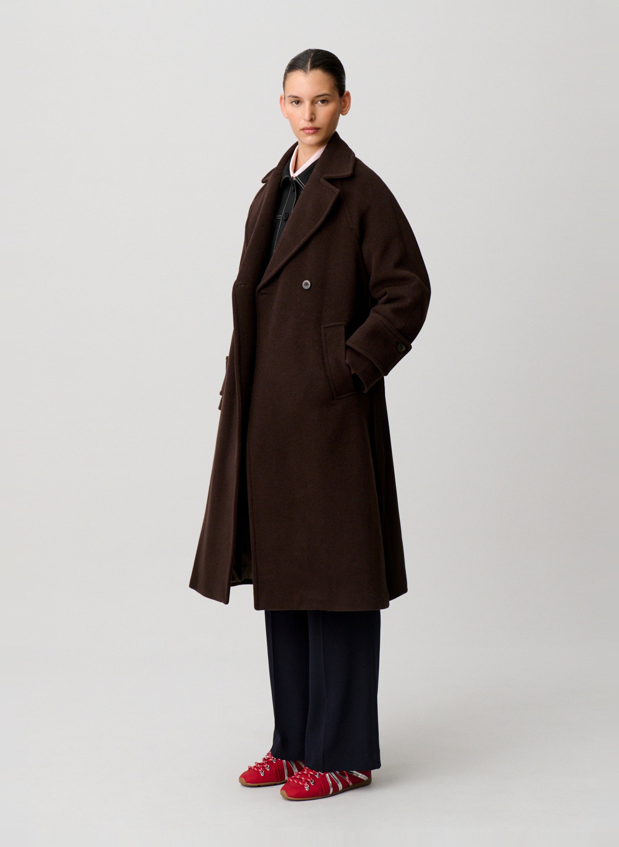 Manteau droit en laine mélangée gama CLAUDIE PIERLOT Marron