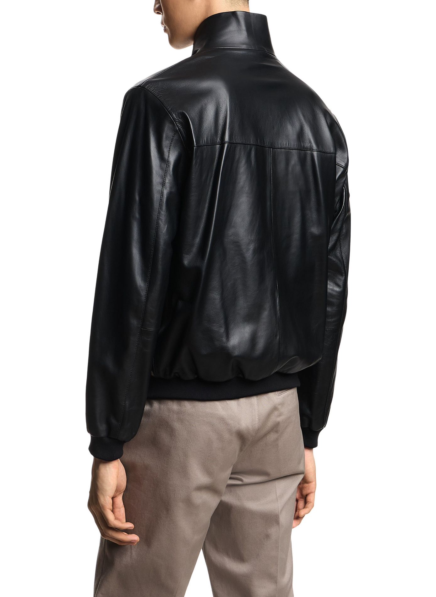 Oversize-Lederjacke EMPORIO ARMANI Schwarz