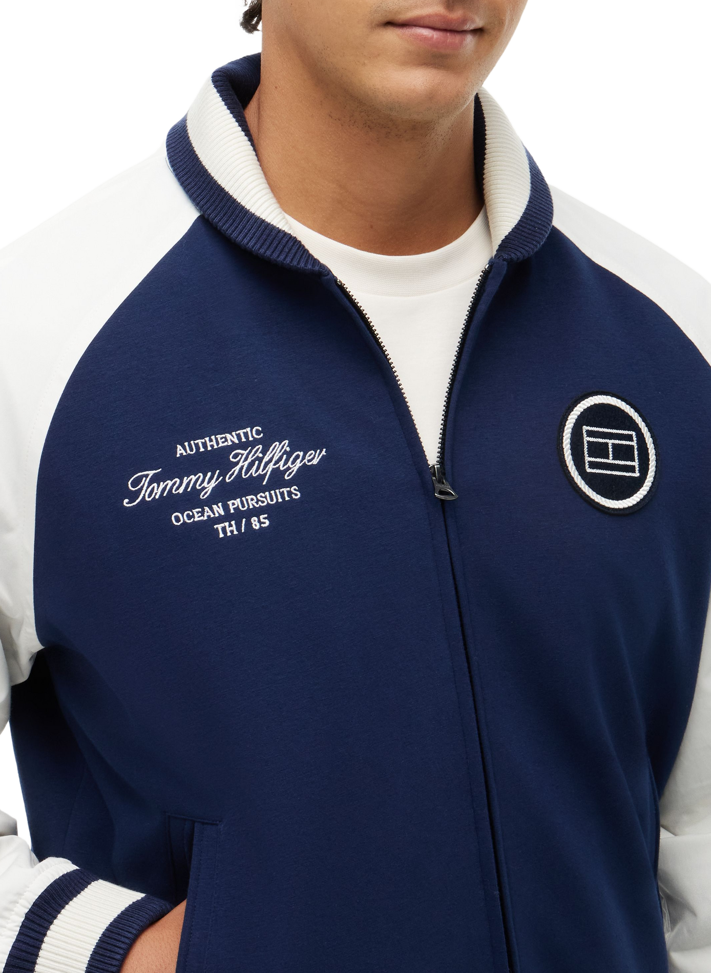 Mixed cotton varsity jacket TOMMY HILFIGER Blue