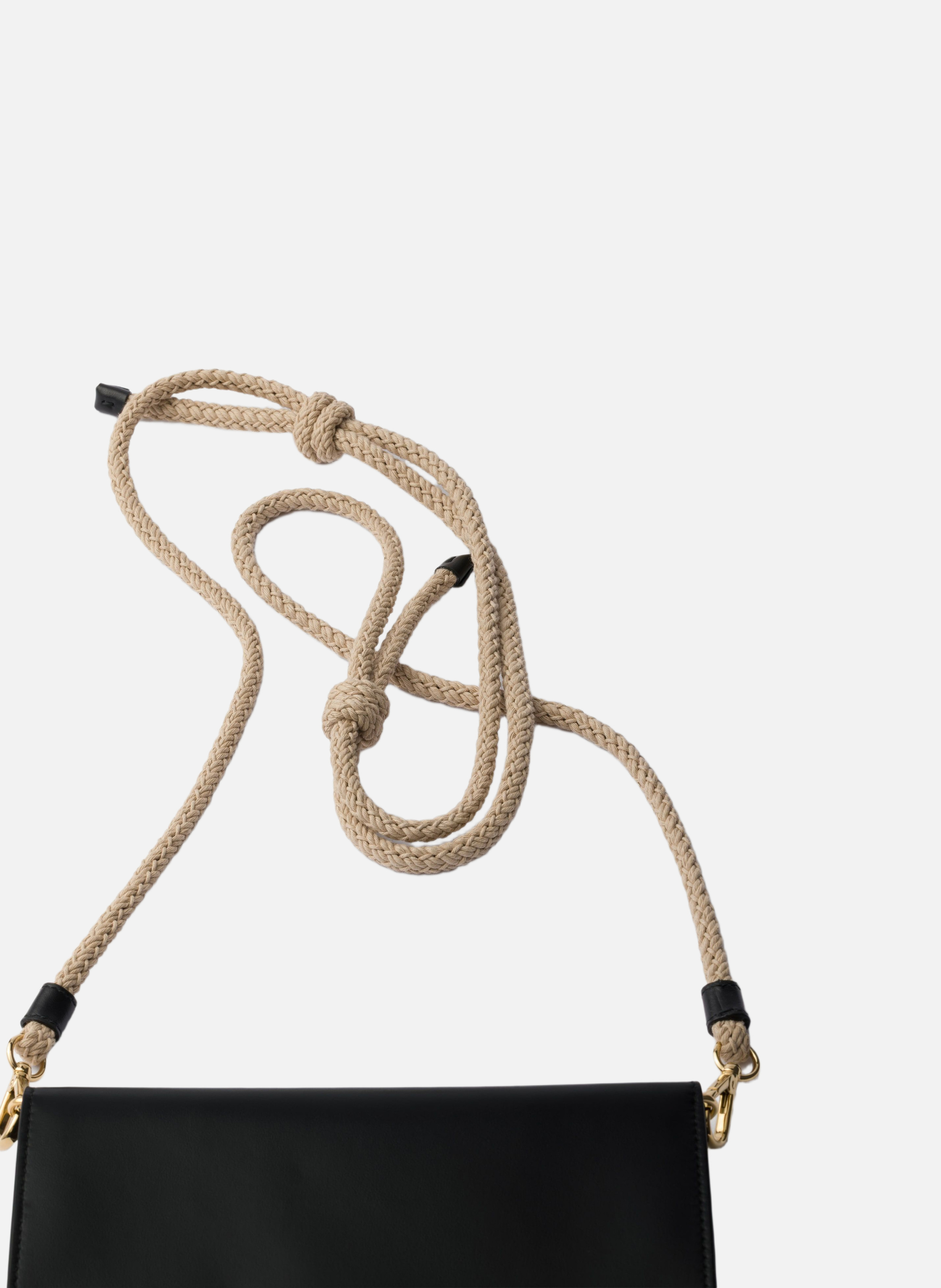 Porte-monnaie en cuir avec bandoulière PRADA Noir