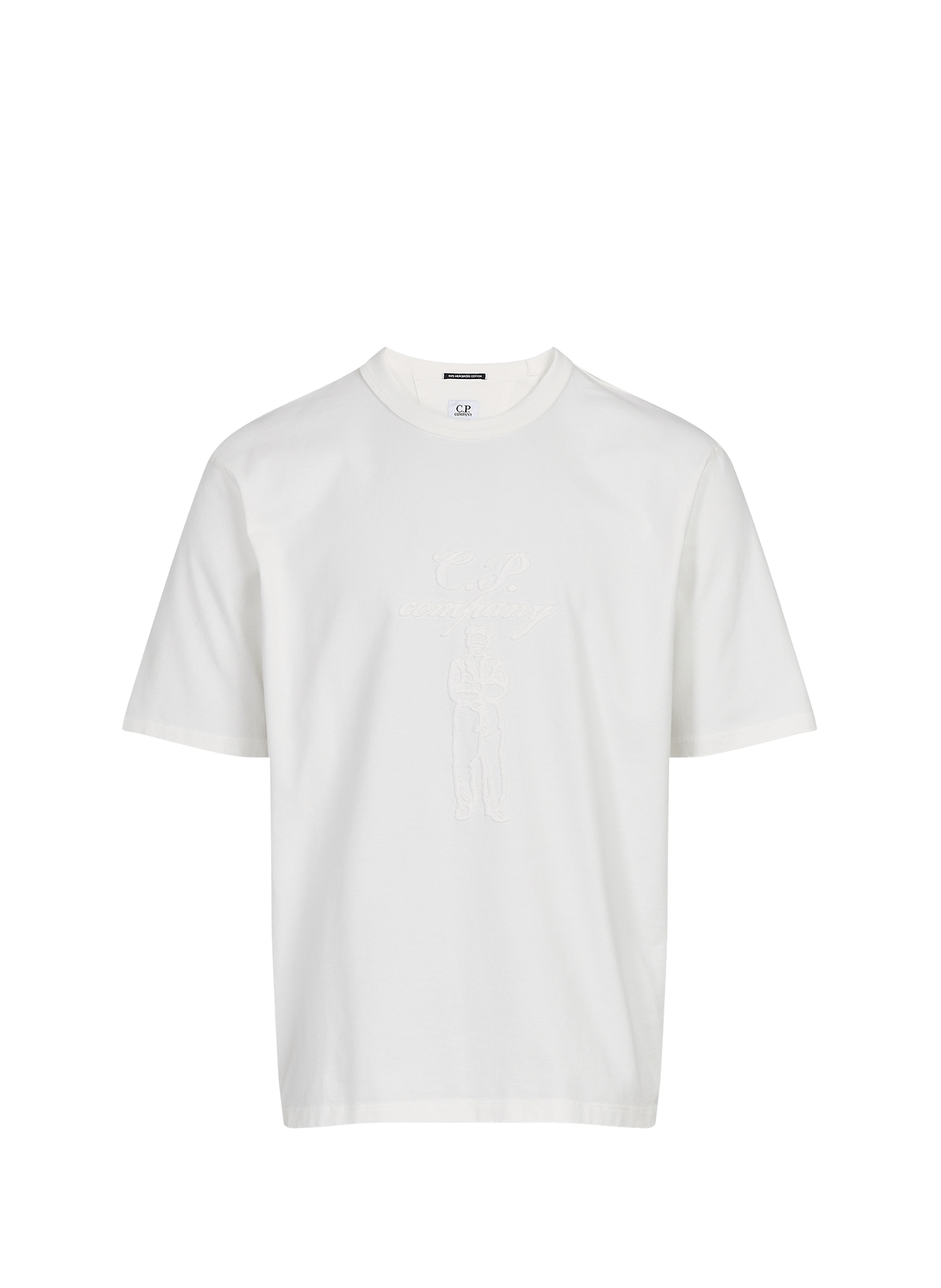 T-shirt à logo brodé en coton CP COMPANY Blanc