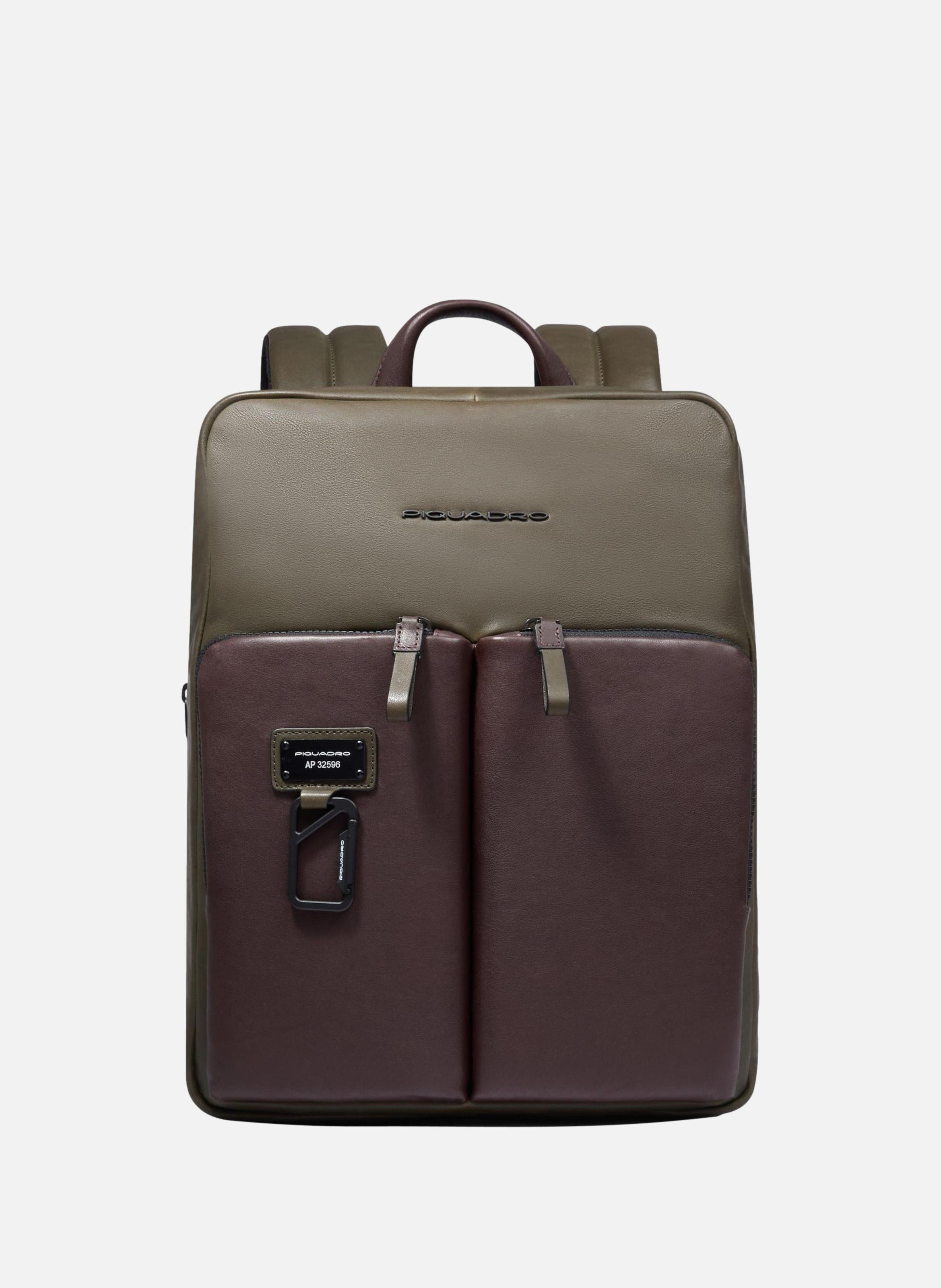 Slanke rugzak voor 14" laptop, uitbreidbaar  Vert/marron foncé