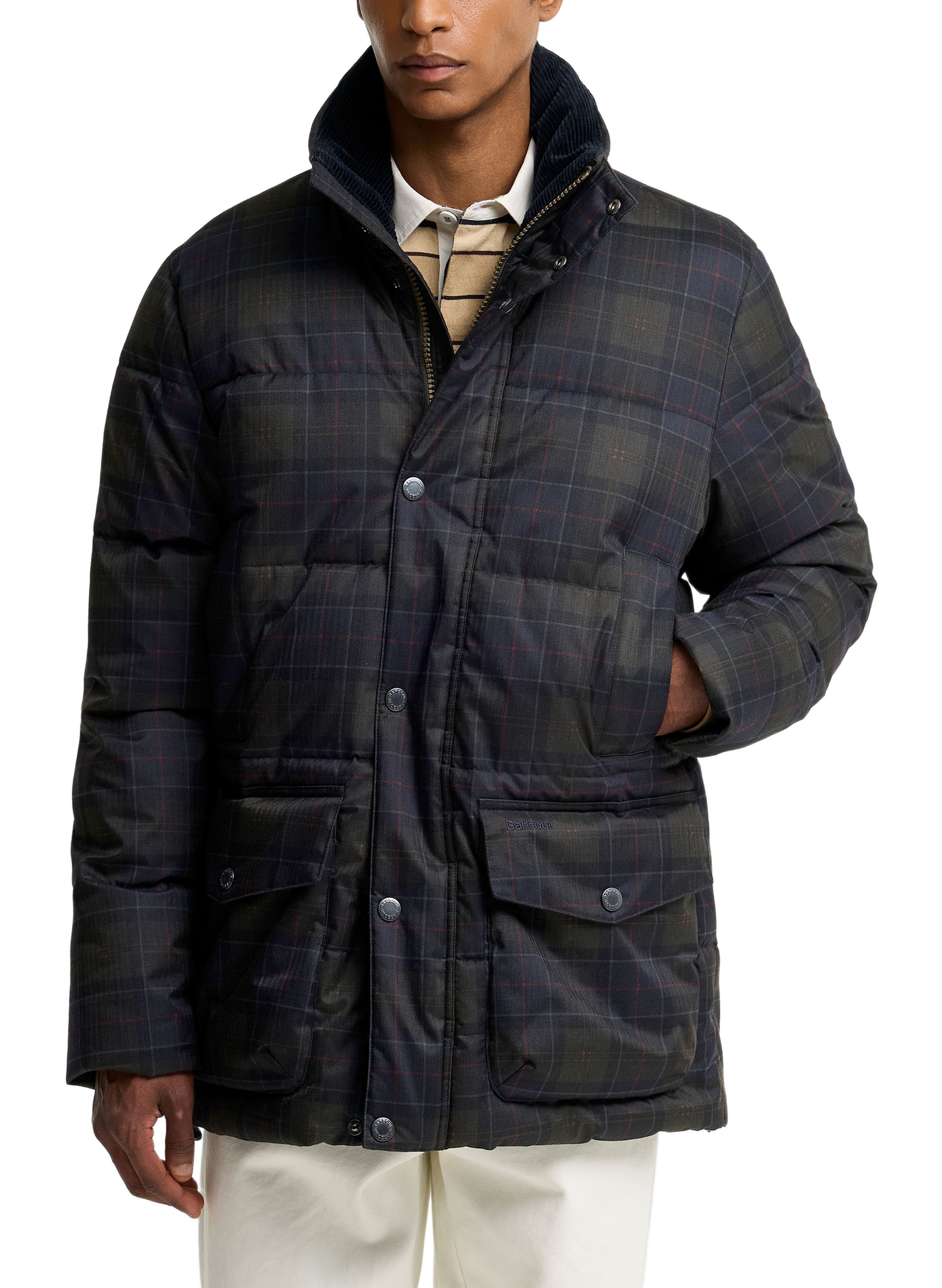 Straight checkered high-neck down jacket BARBOUR Multicolour