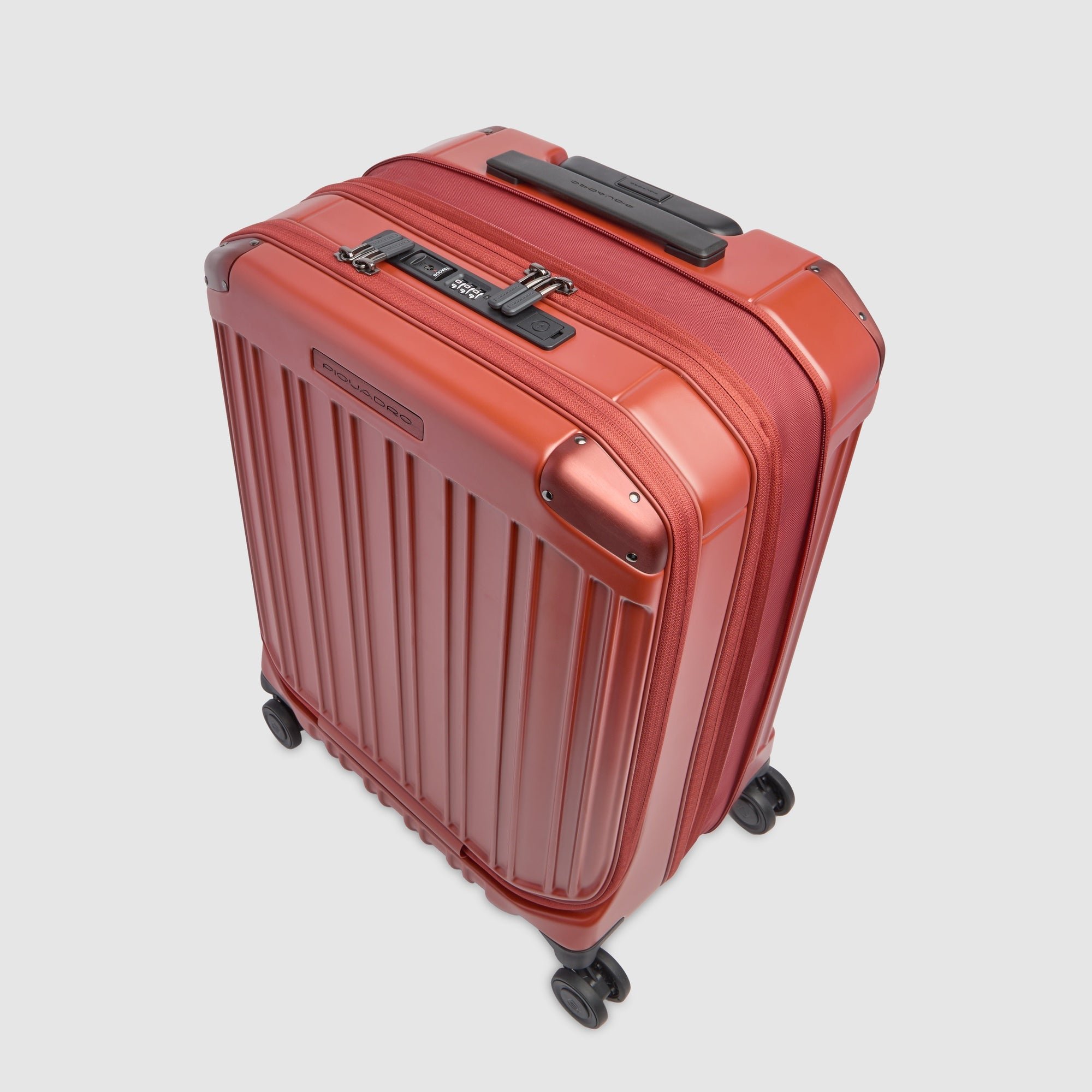 Cabin suitcase for laptop with dual opening PIQUADRO Brown