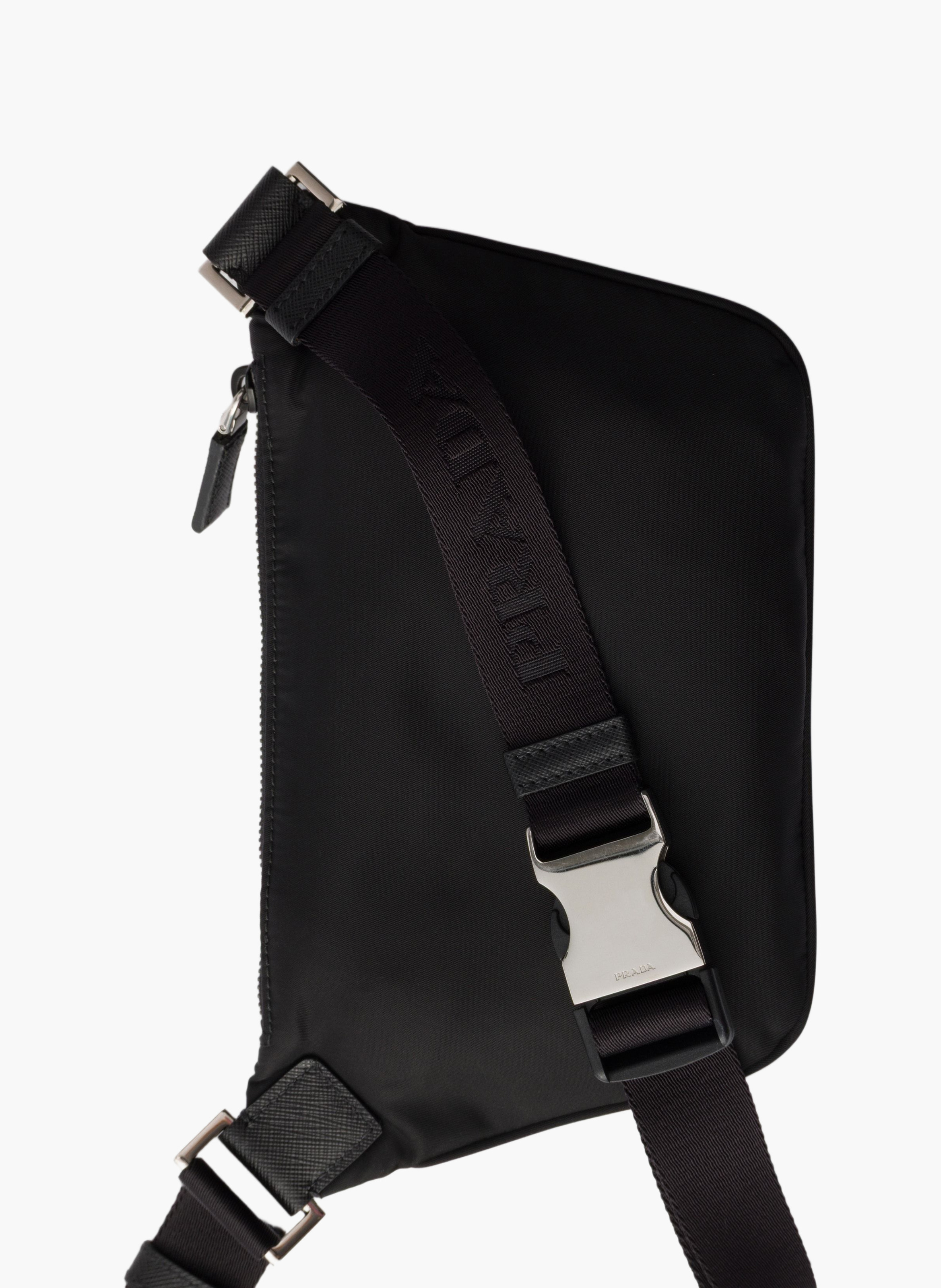 Sac porté épaule en re-nylon et cuir saffiano PRADA Noir