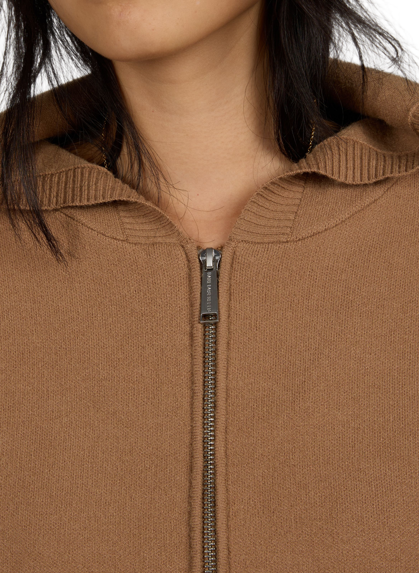 Straight zip-up hooded sweatshirt KARL LAGERFELD Beige