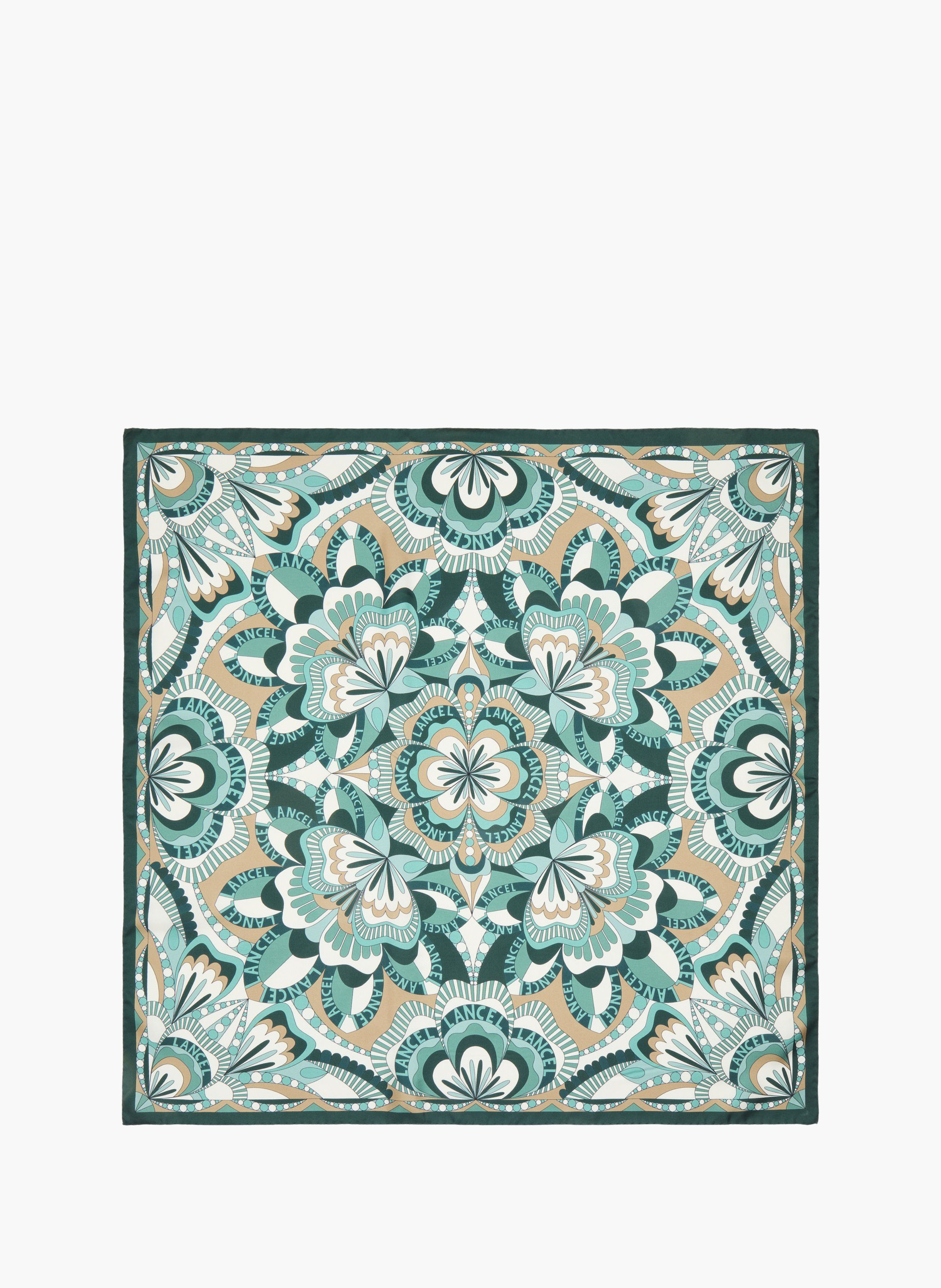 Foulard carré en soie twill de 90 cm. LANCEL Bleu