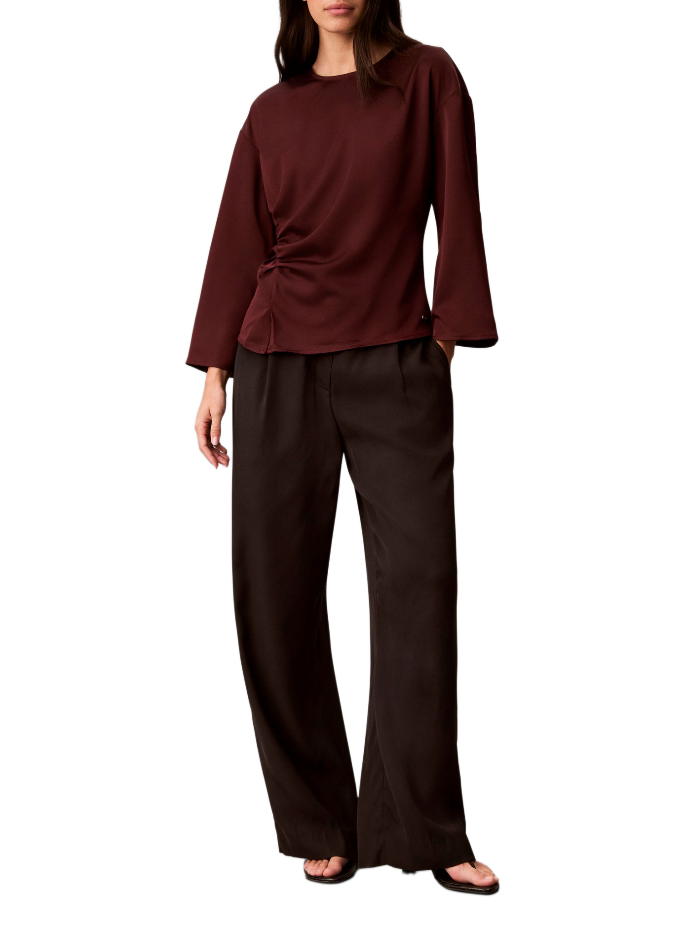 Fitted satin crew-neck top CALVIN KLEIN Red
