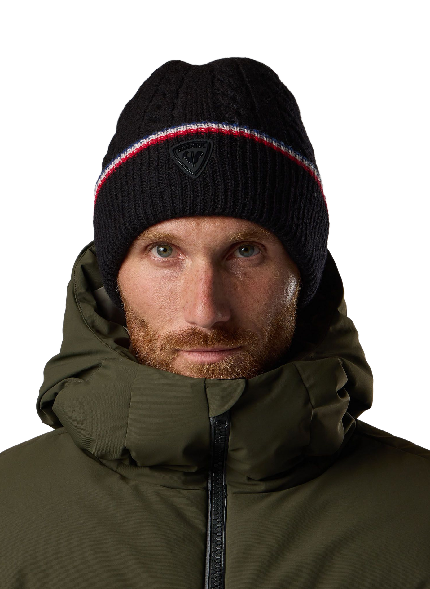 Beanie mit Umschlag im Zopfmuster ROSSIGNOL Schwarz