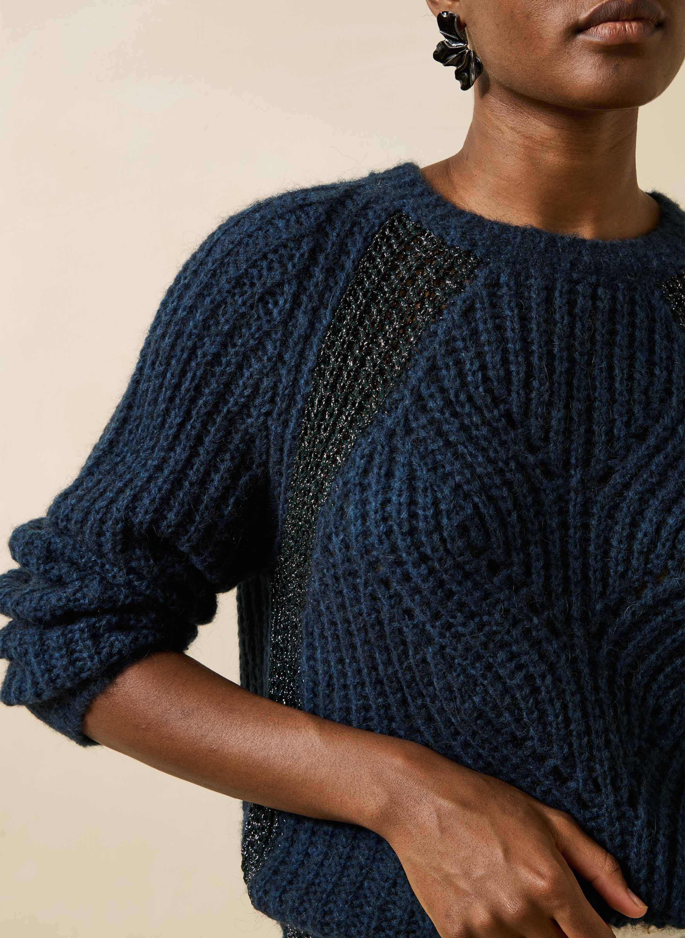 Ruime gebreide trui LA FEE MARABOUTEE Blauw