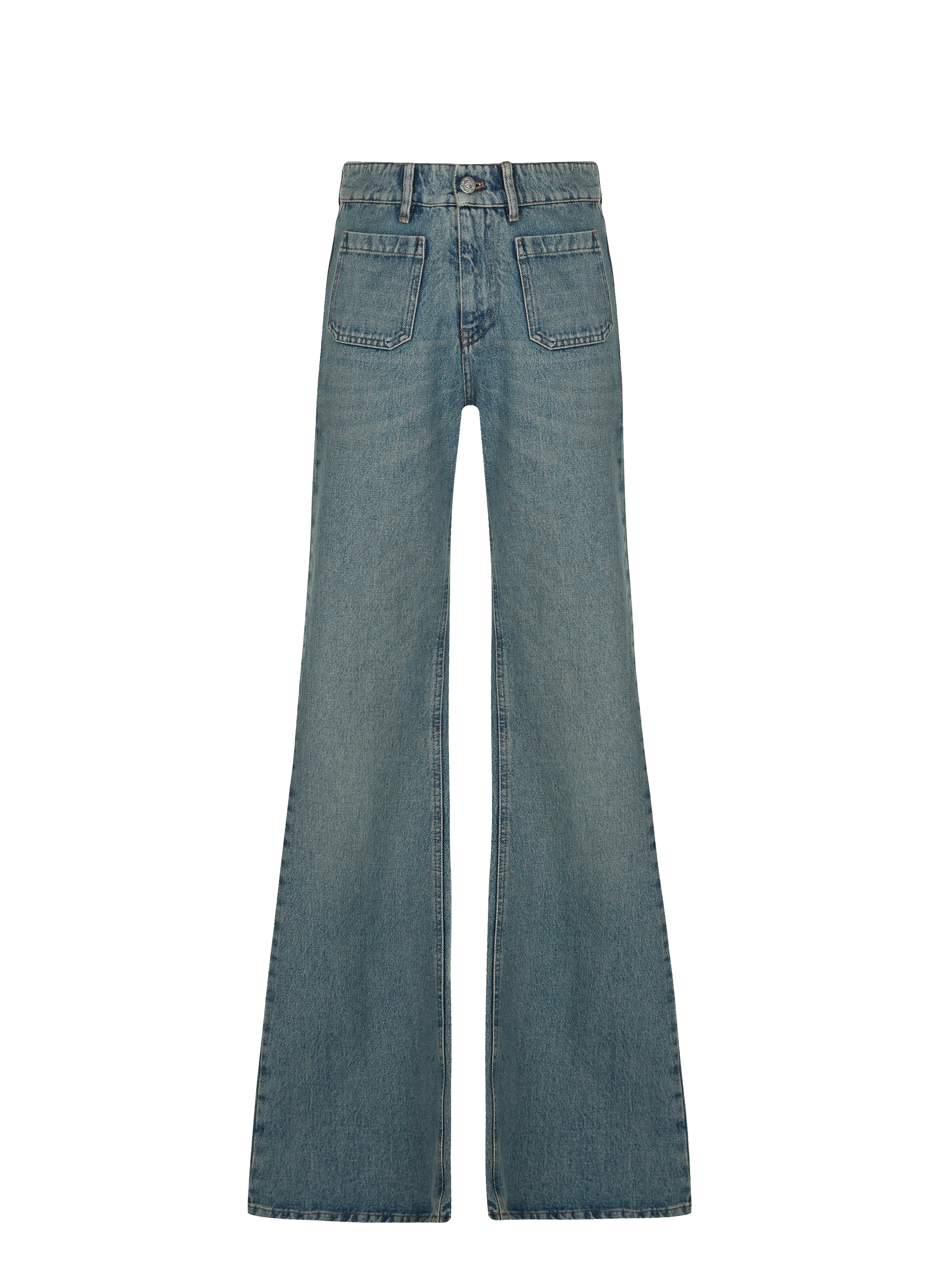MIU MIU Jean flare en denim délavé Bleu
