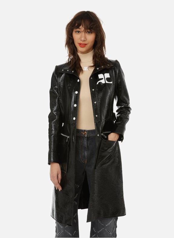 Black vinyl coat hotsell