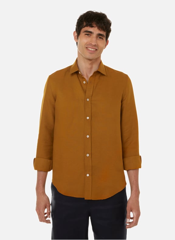 Chemise Bara en lin et lyocell Marron by EDITIONS 102 EDITIONS 102 Chemise Bara en lin et lyocell Marron