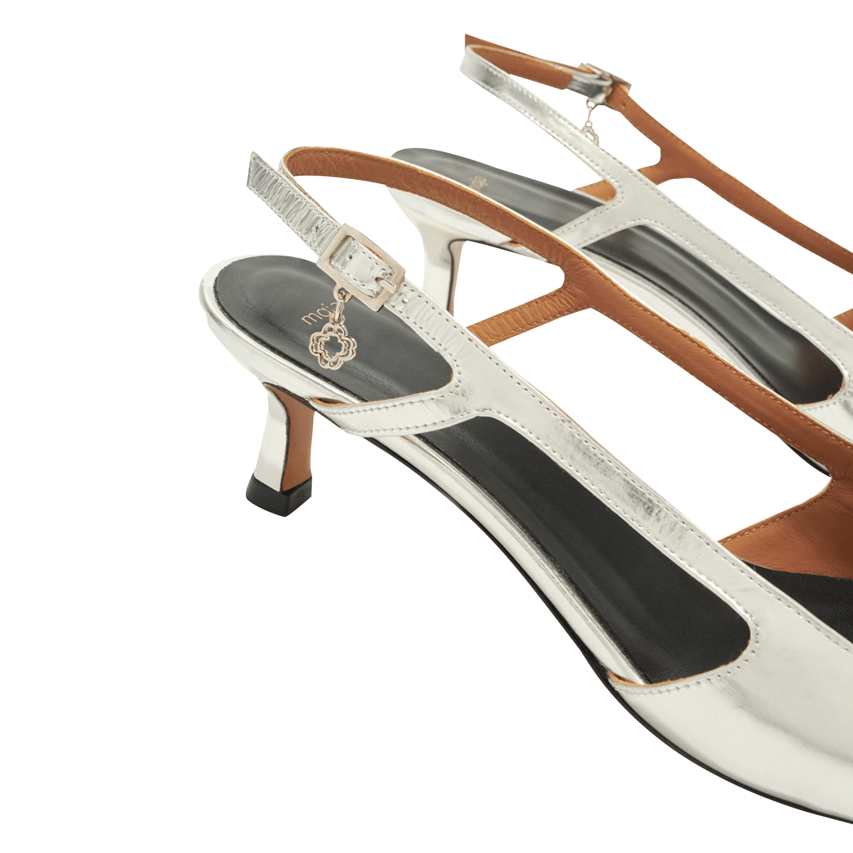 Escarpins en cuir métallisé MAJE Argent