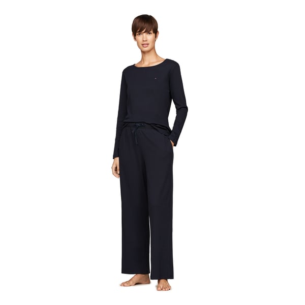 Tommy Hilfiger Solid Top & Pant Pajama Set In Blue