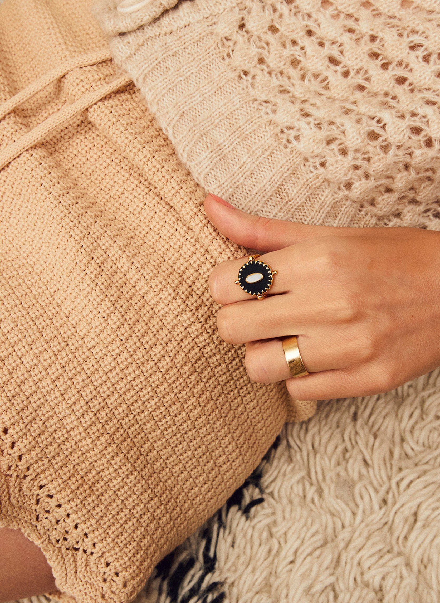 Bague avec cabochon réversible miamor HIPANEMA Noir