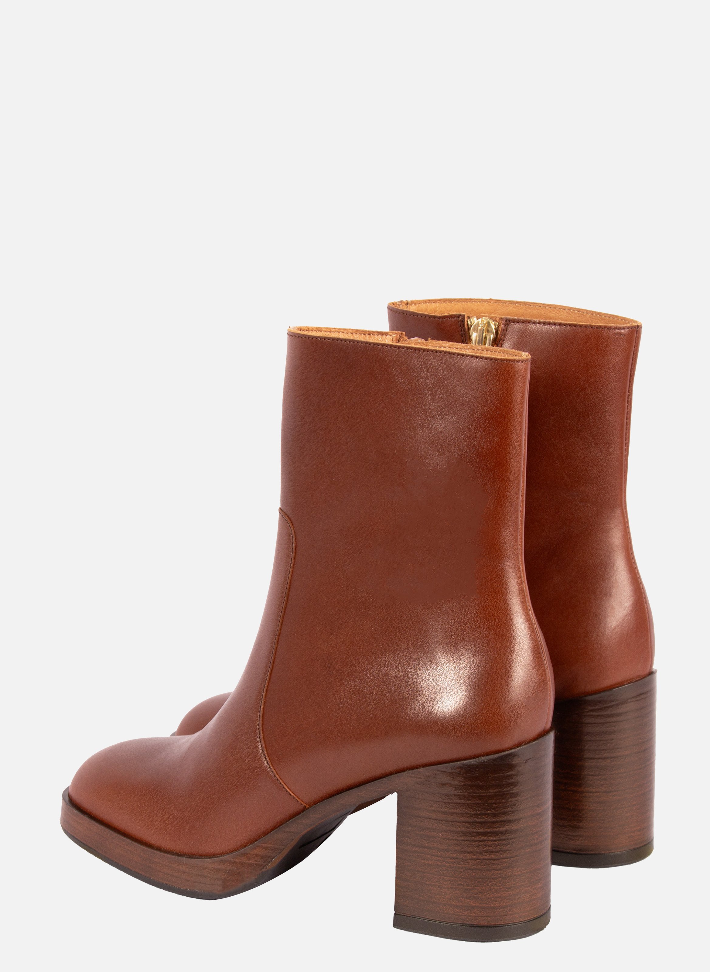 Bottines plateforme cuir JULES & JENN Marron
