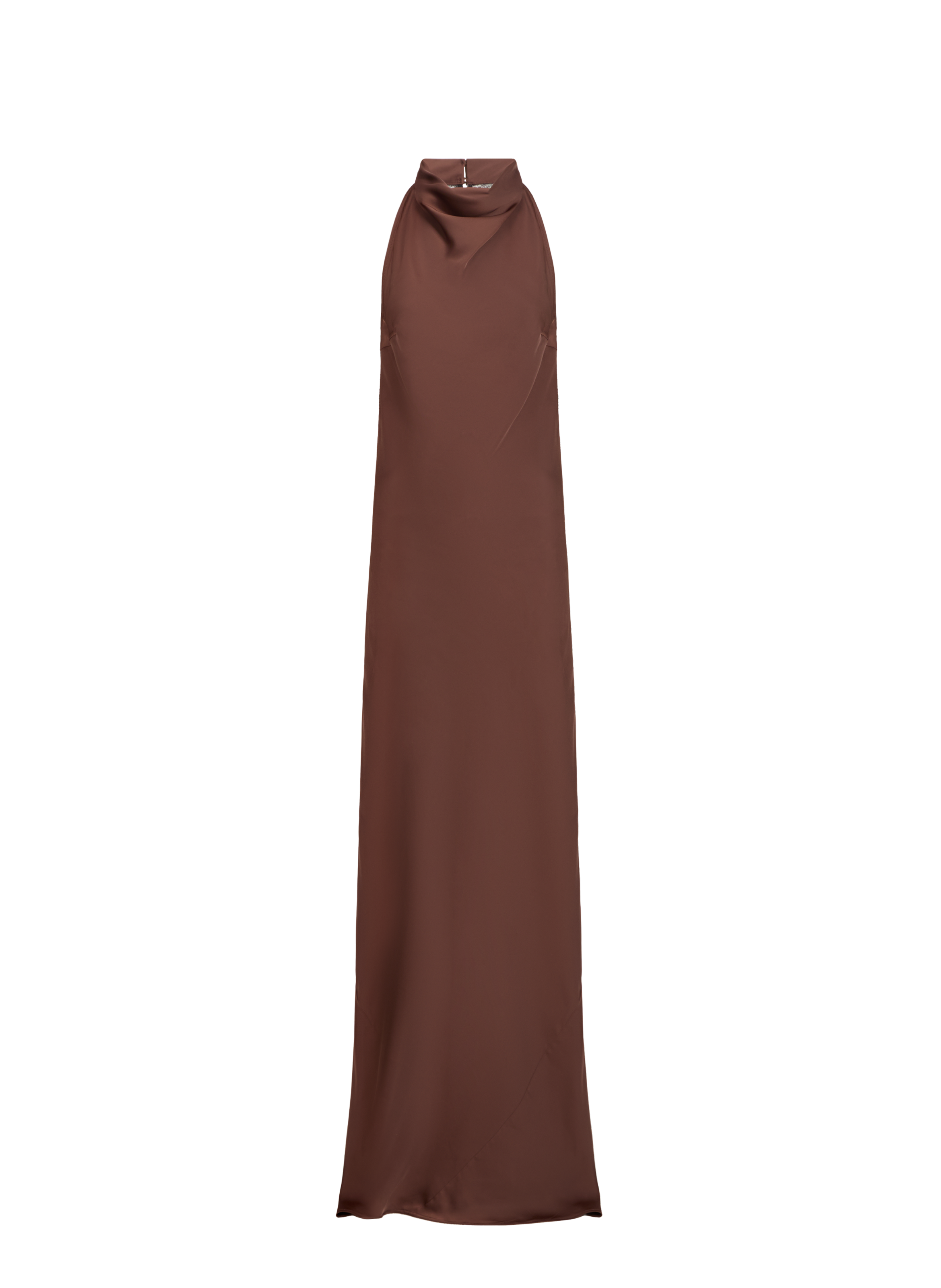 ROTATE Langes Satin- und Spitzenkleid Braun