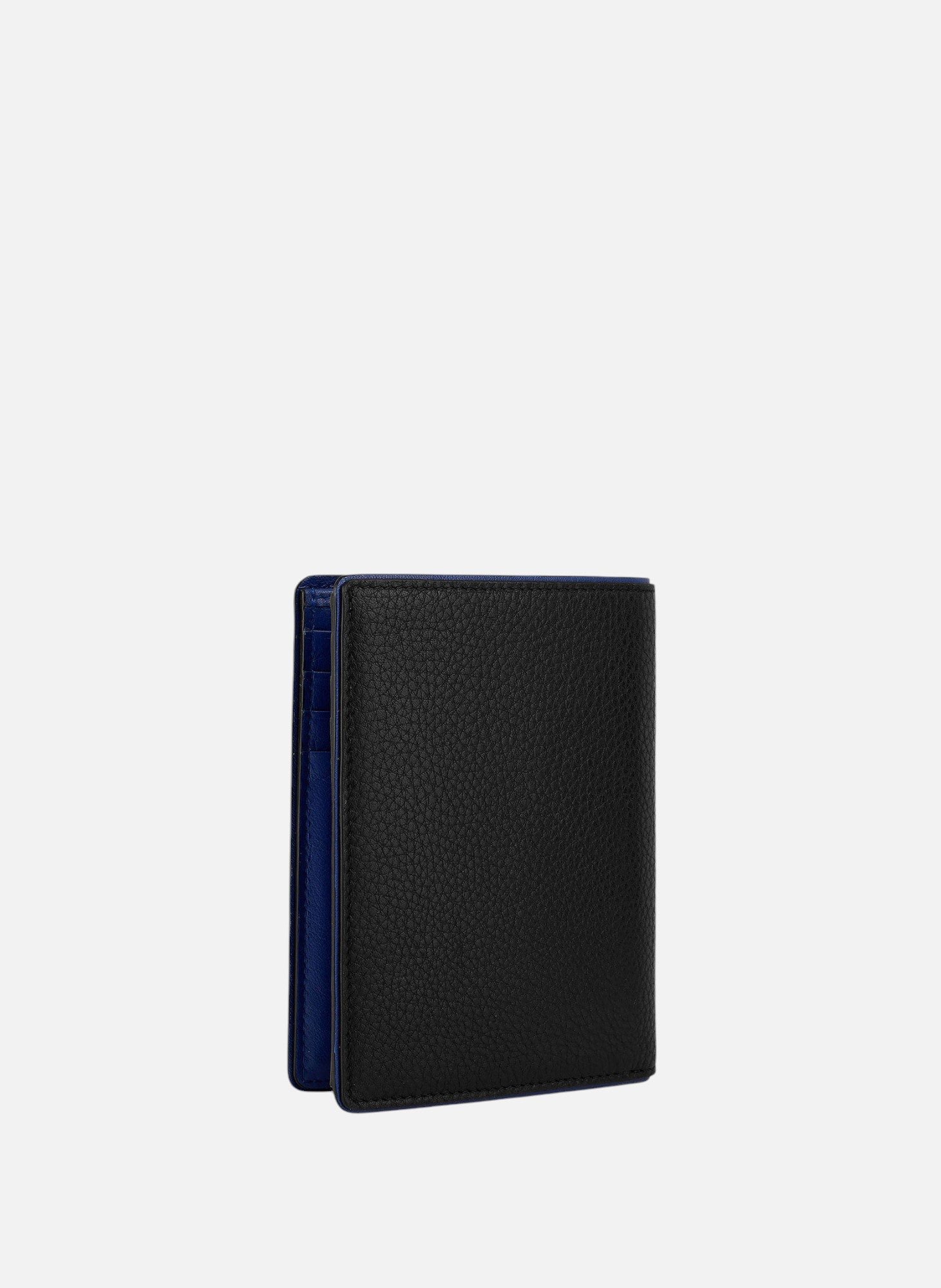 Portefeuille vertical poche monnaie zippée augustin en cuir grainé Noir