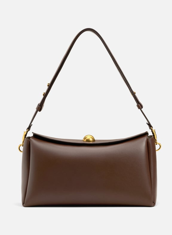Sac carrousel moyen en cuir lisse unisexe Marron by AMI PARIS AMI PARIS Sac carrousel moyen en cuir lisse unisexe Marron
