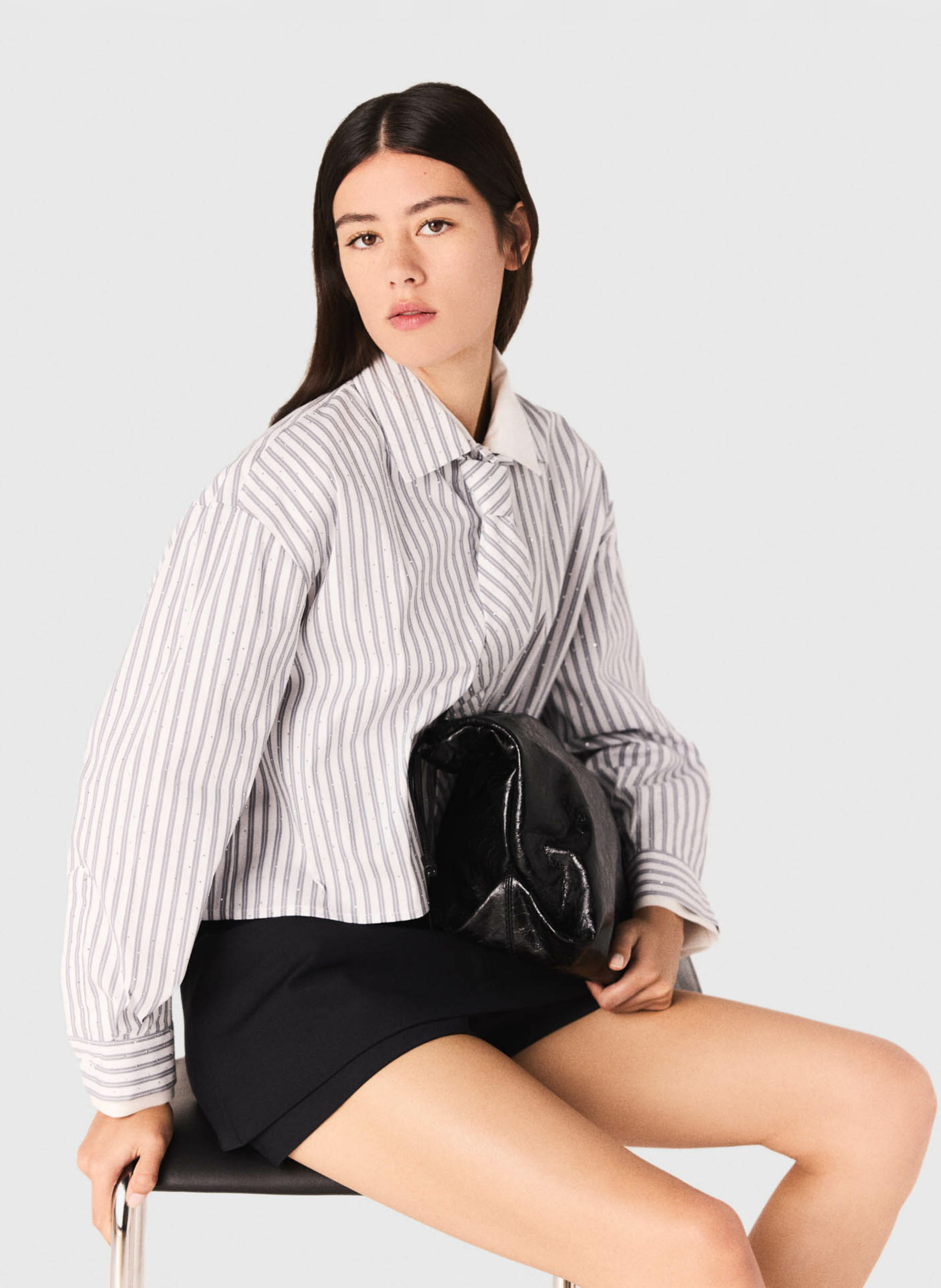 Chemise col classique en coton mélangé MAJE Beige