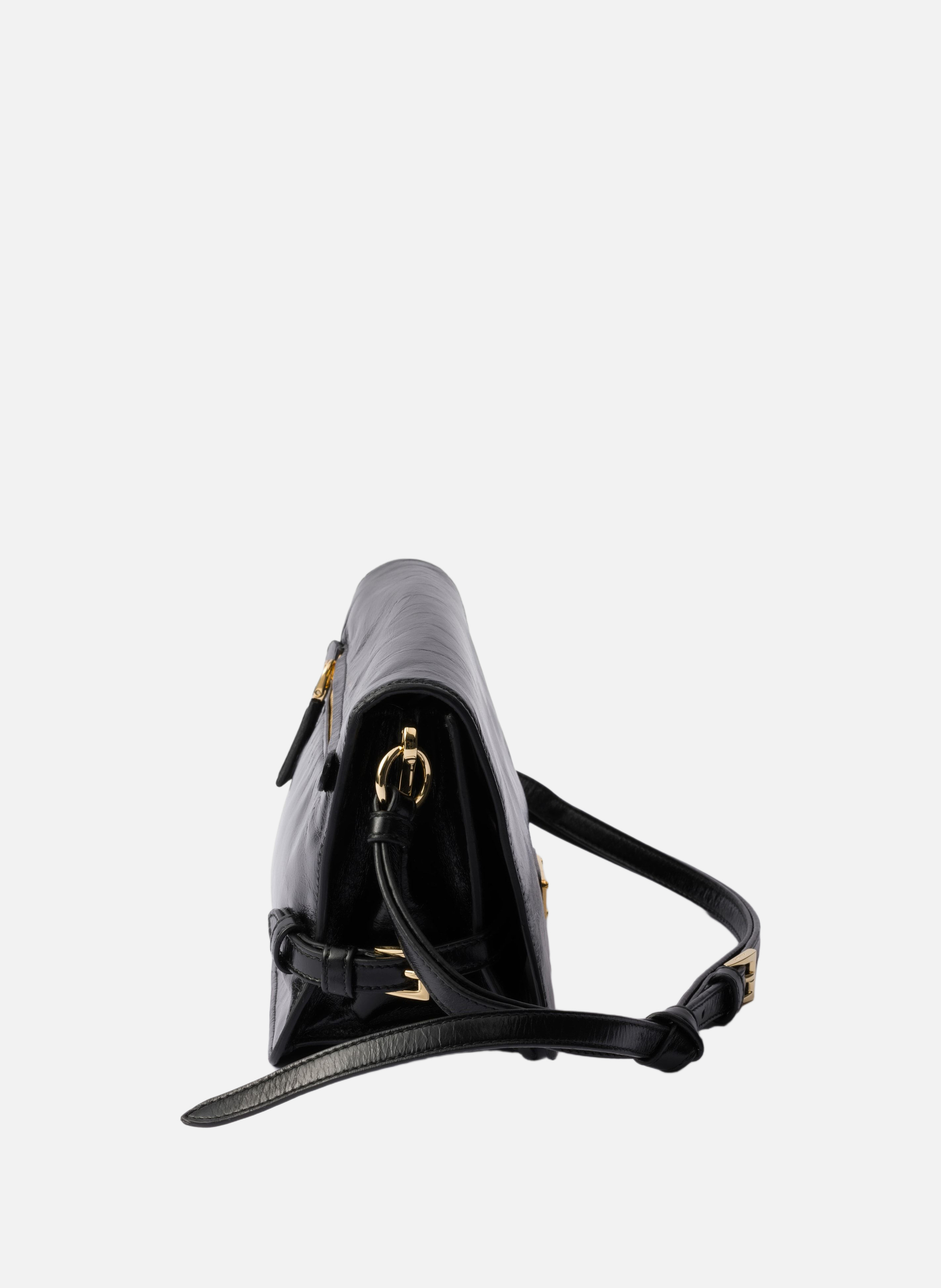 Sac porté épaule en cuir PRADA Noir