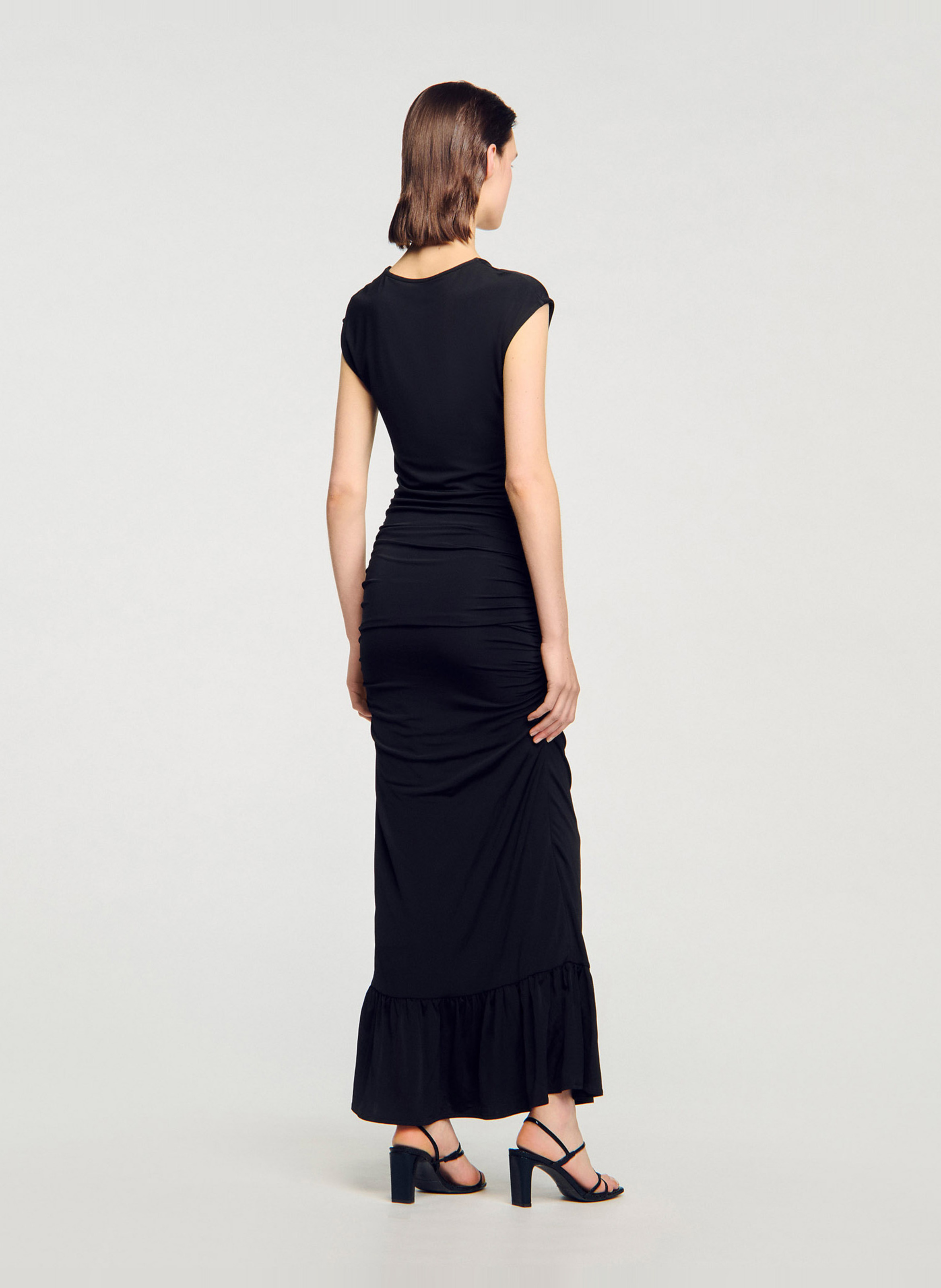 Robe longue drapée SANDRO Noir