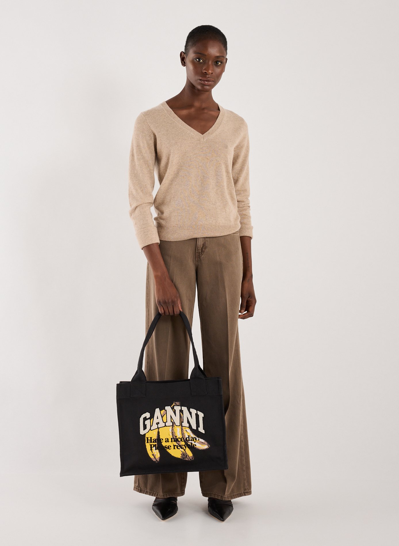 Logo tote bag GANNI Black