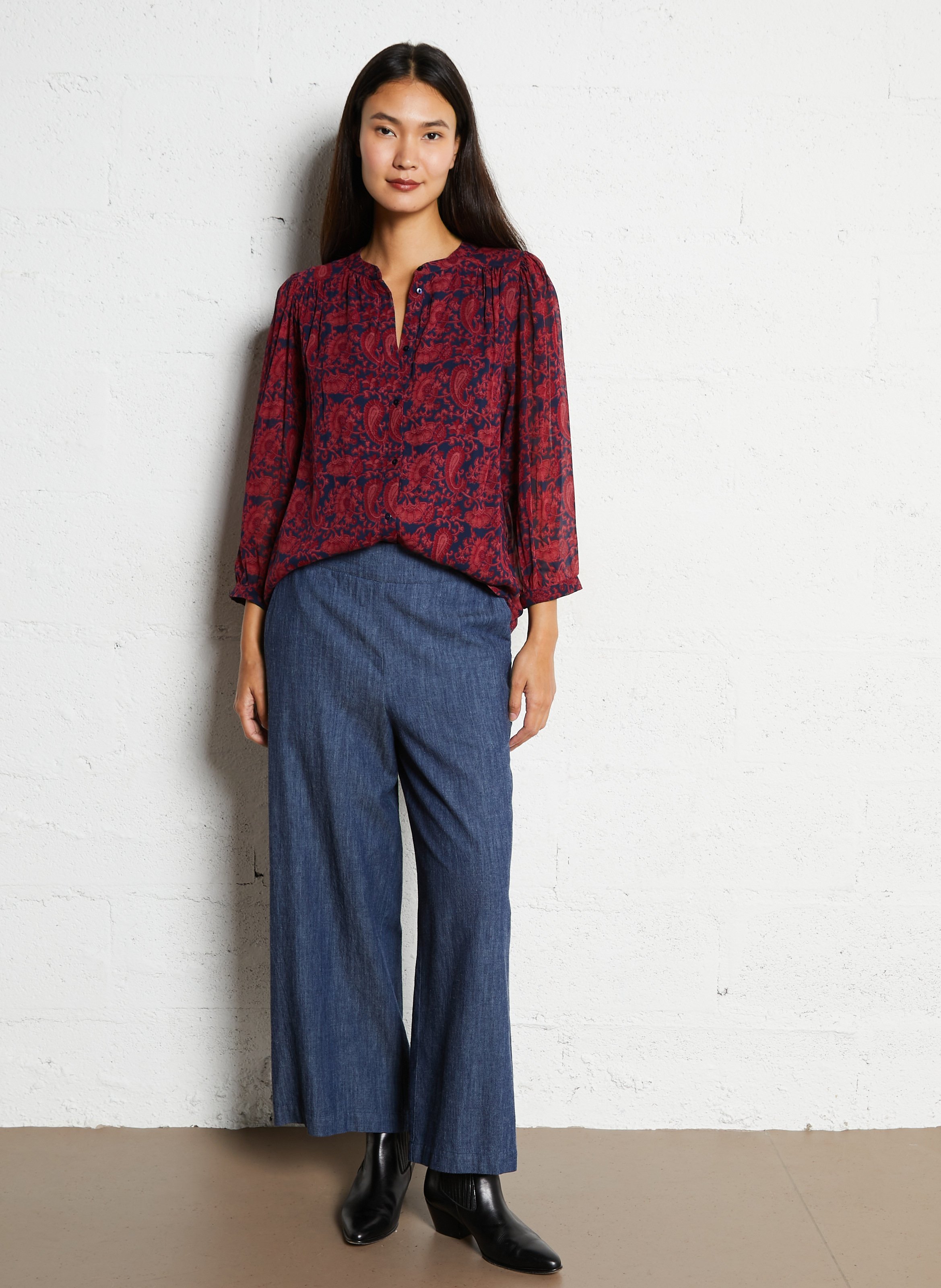 Pantalon large taille haute berthie bis MAISON 123 Bleu