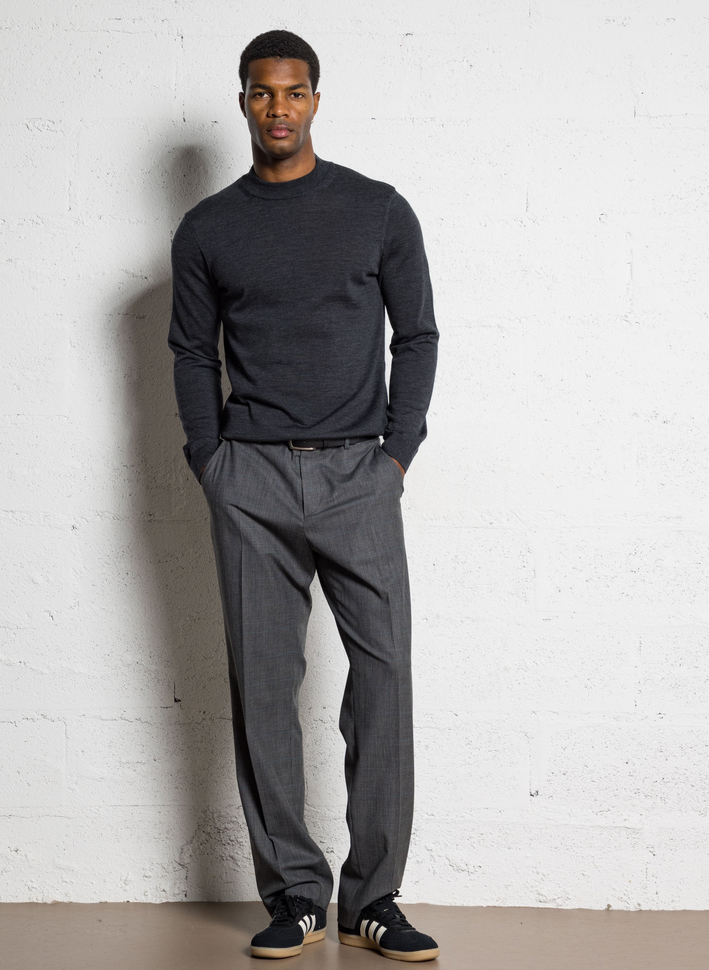 Pull col rond en laine IKKS Gris