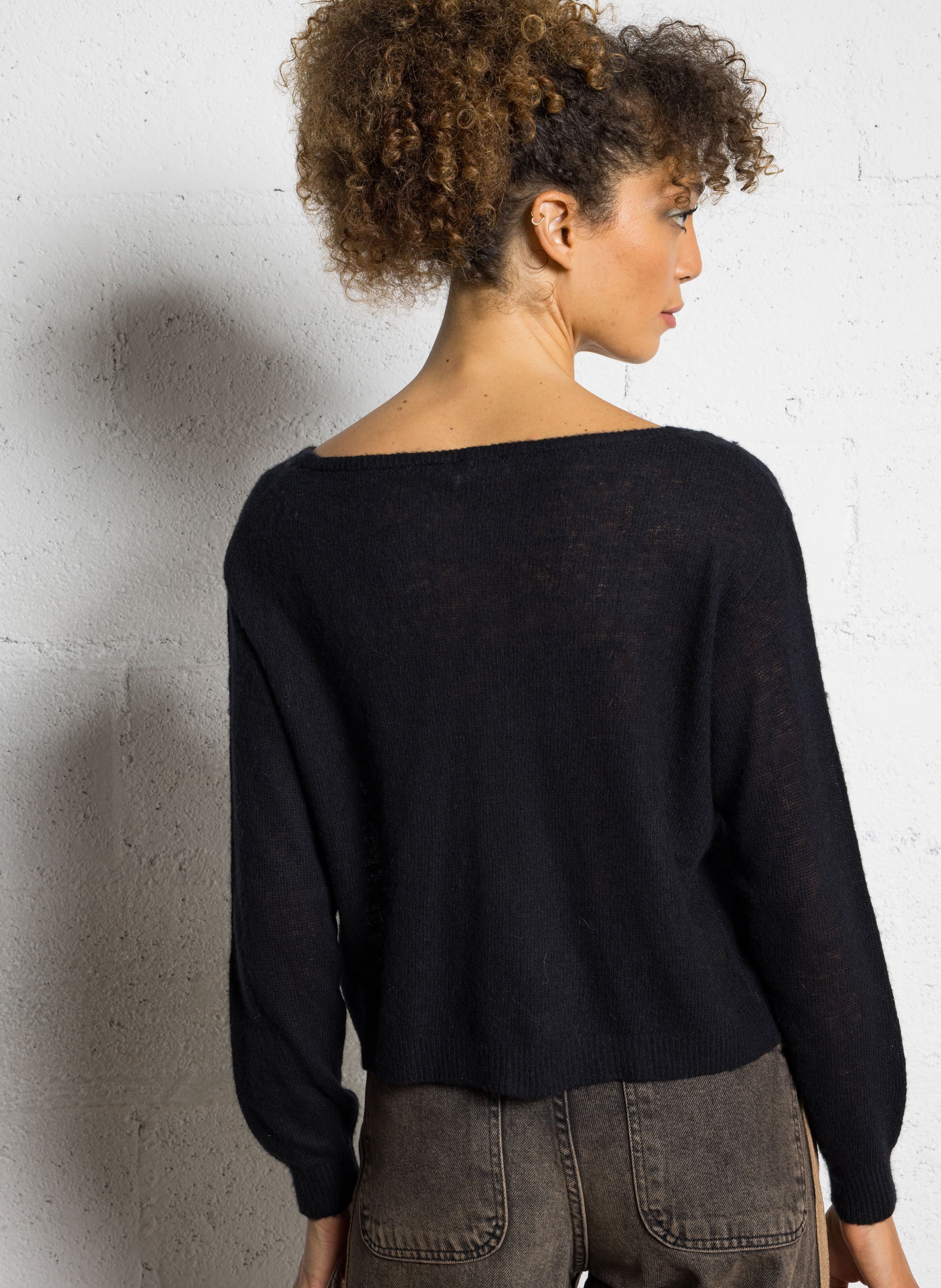 Gilet droit en maille dumy AMERICAN VINTAGE Noir