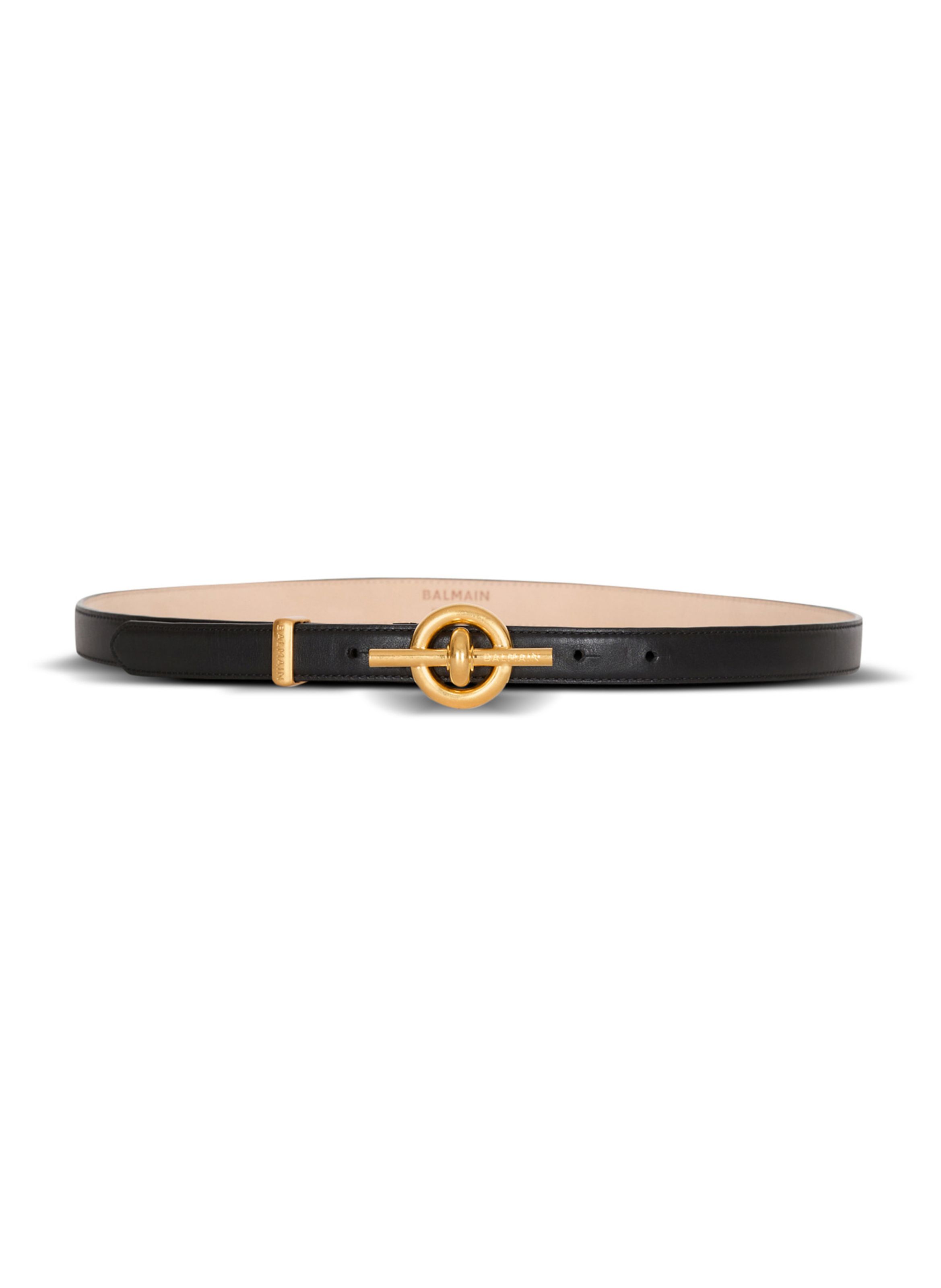 BALMAIN Ceinture t-bar en cuir de veau Noir