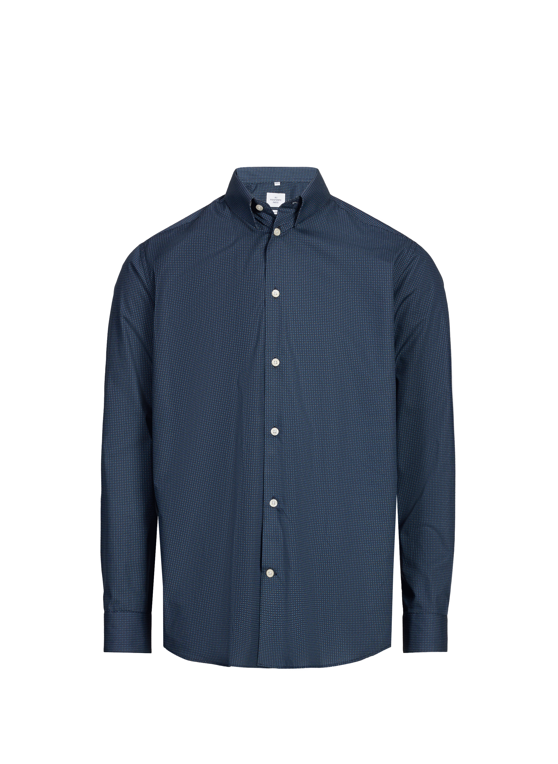 AU PRINTEMPS PARIS Chemise col classique manches contrastantes en coton Blue