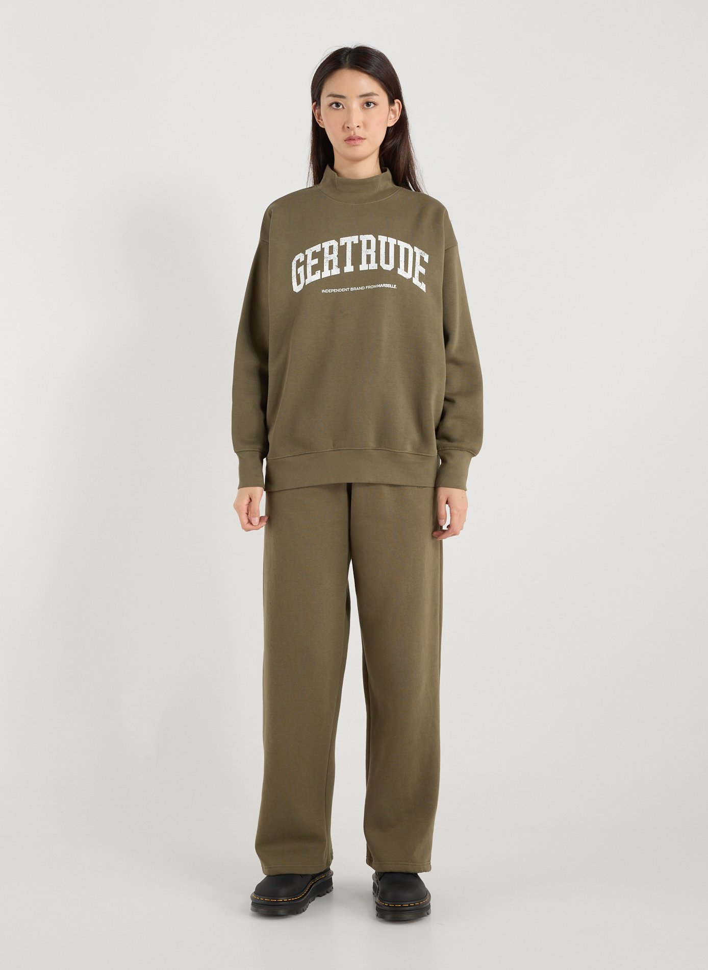 Straight sweatpants in blended cotton GERTRUDE ET GASTON Khaki