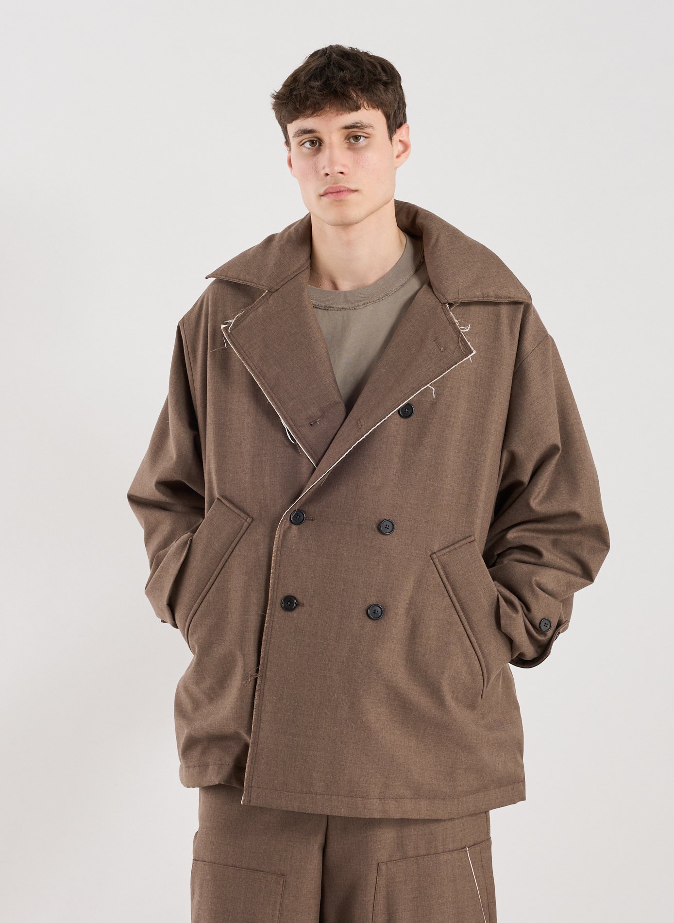Oversized mid-length padded pea coat CAMIEL FORTGENS Brown