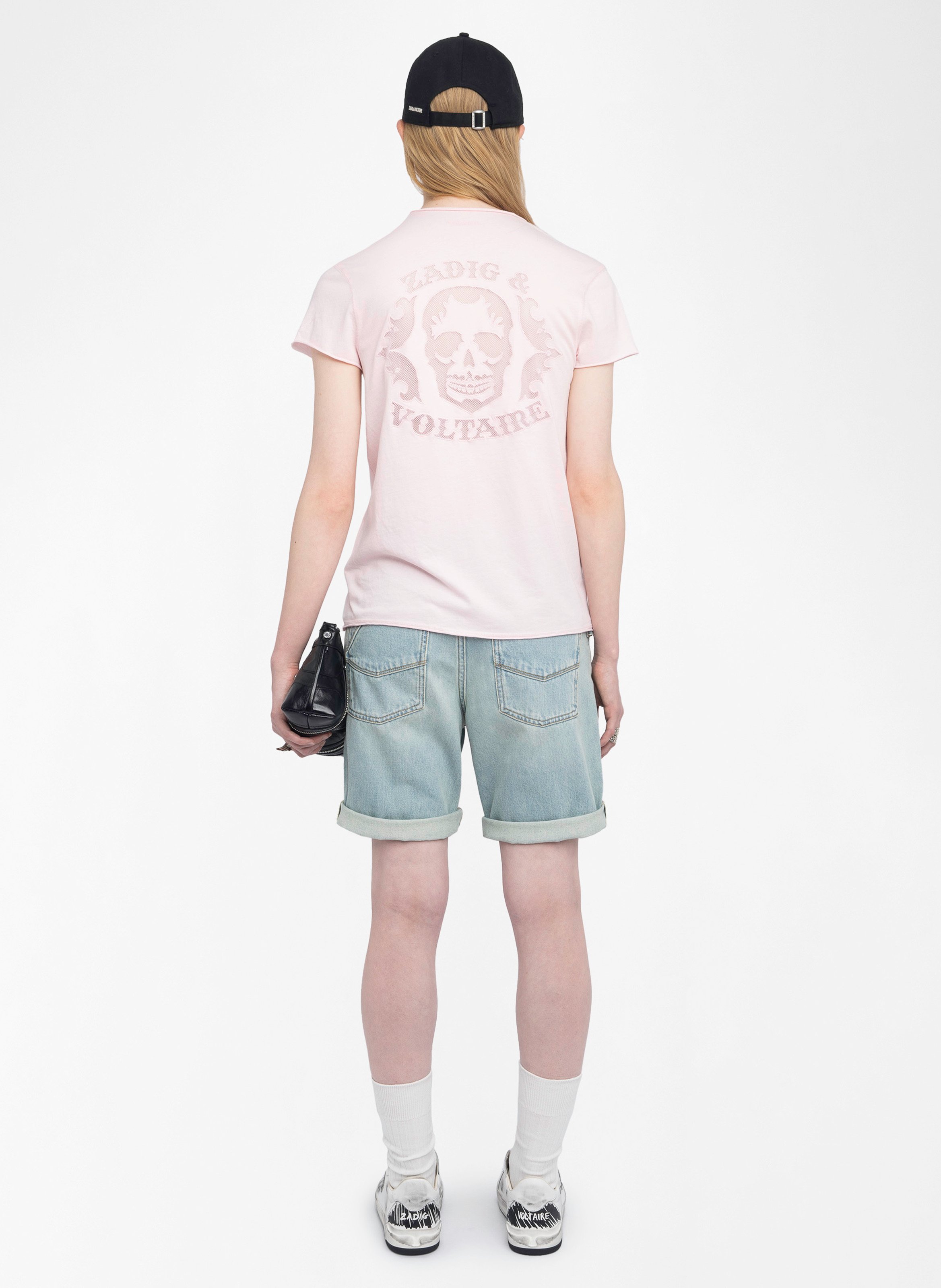 Tee-shirt droit col v motif dos story ZADIG&VOLTAIRE Rose
