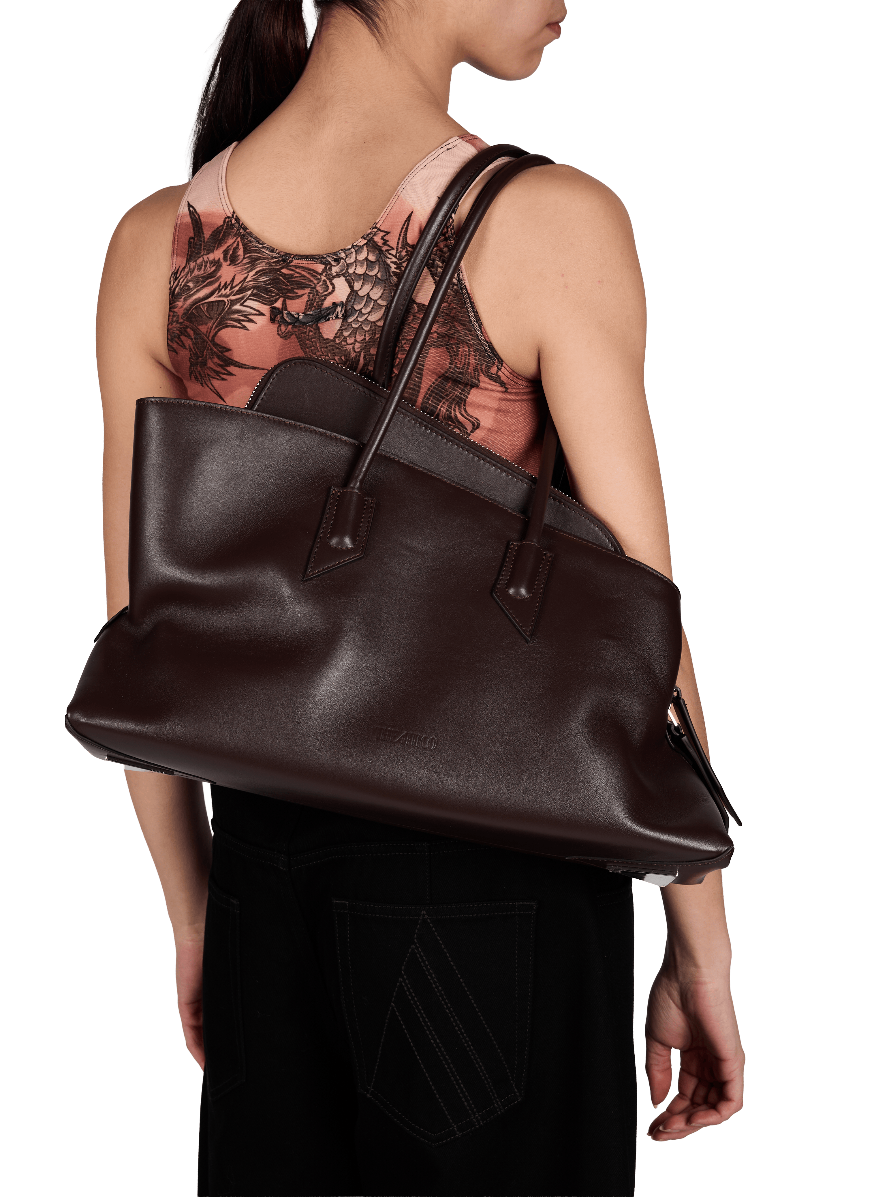 Calfskin leather Hand bag  THE ATTICO Brown