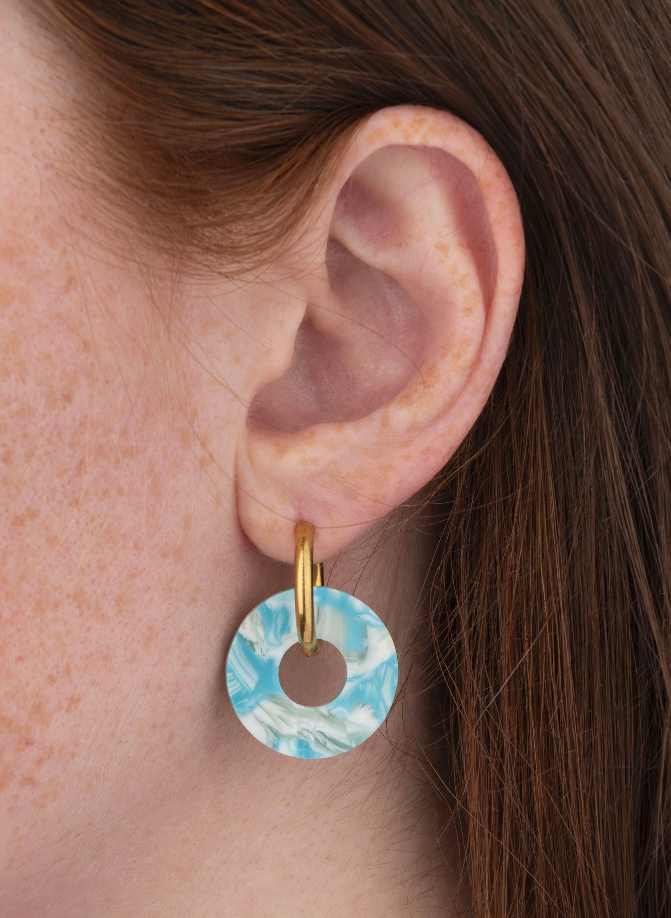 Boucles d'oreilles donuts avec anneaux en acier inoxydable argenté KURAGE GINZA Bleu