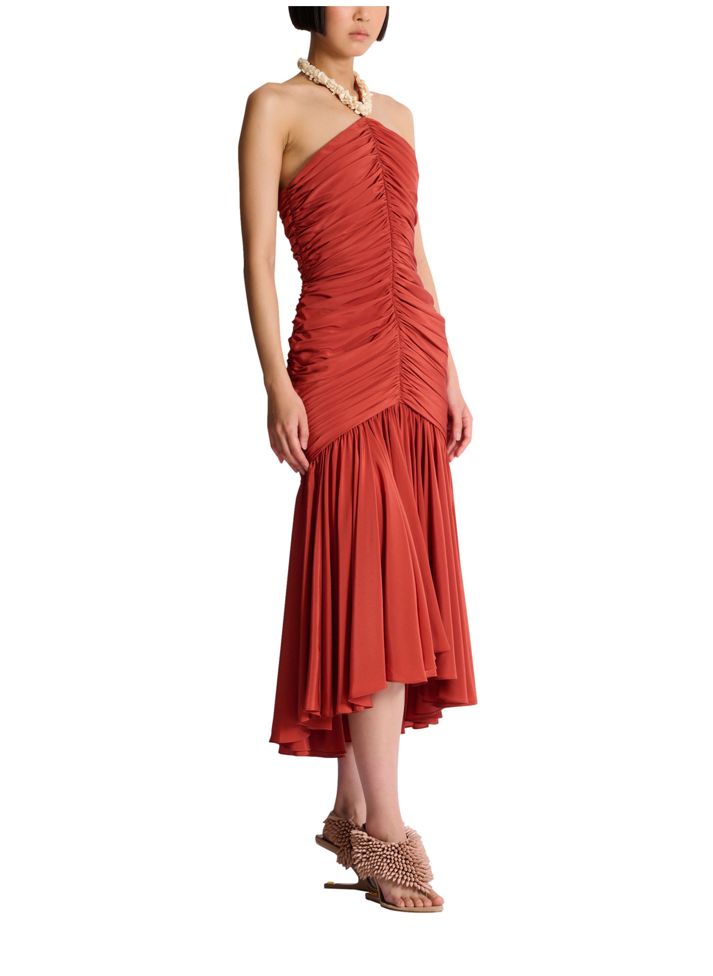 Robe coquillages en crêpe BALMAIN Rouge