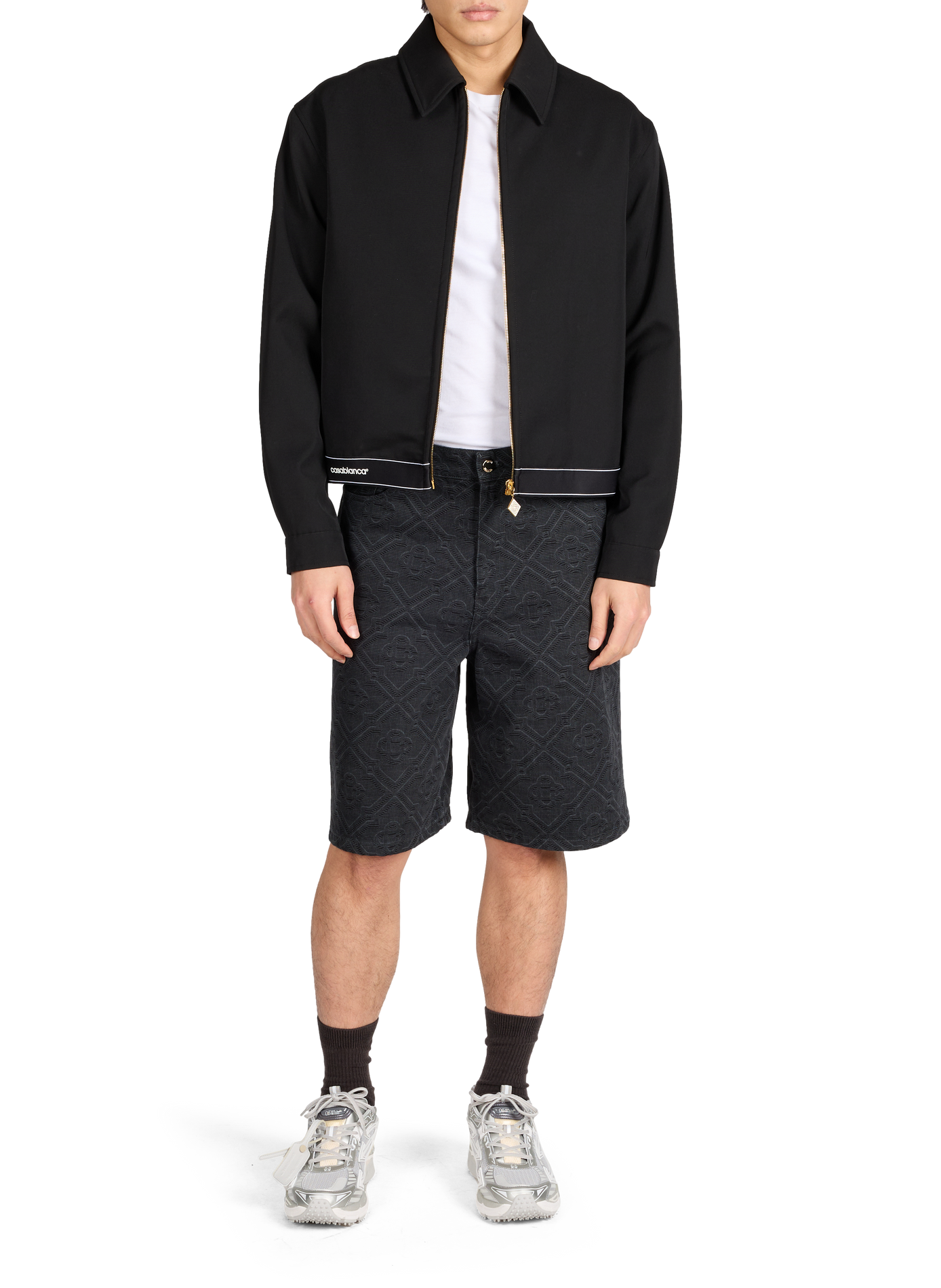 Monogram cotton denim shorts CASABLANCA PARIS Black