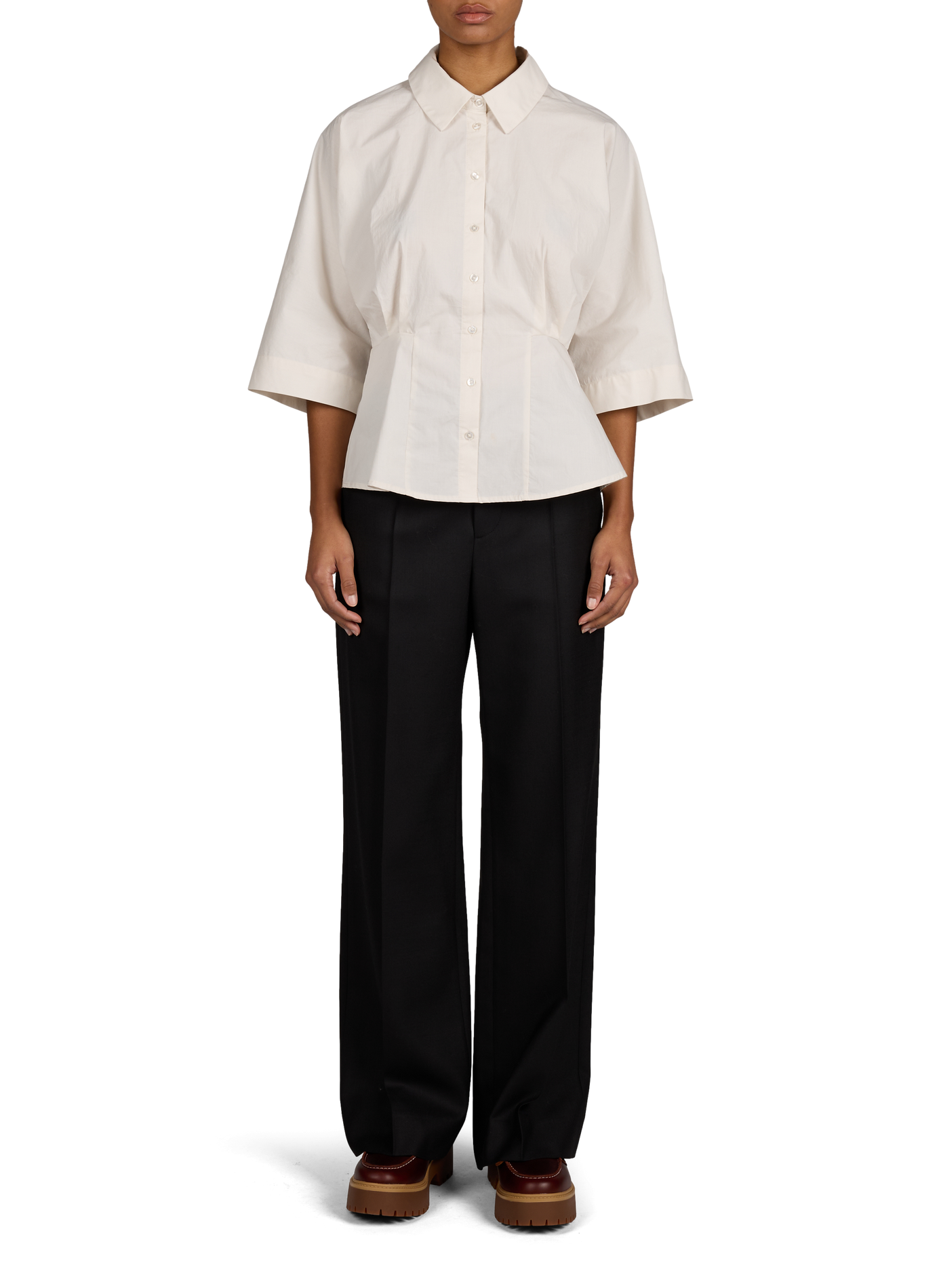 Short-Sleeve Cotton Shirt OBJECT No Color