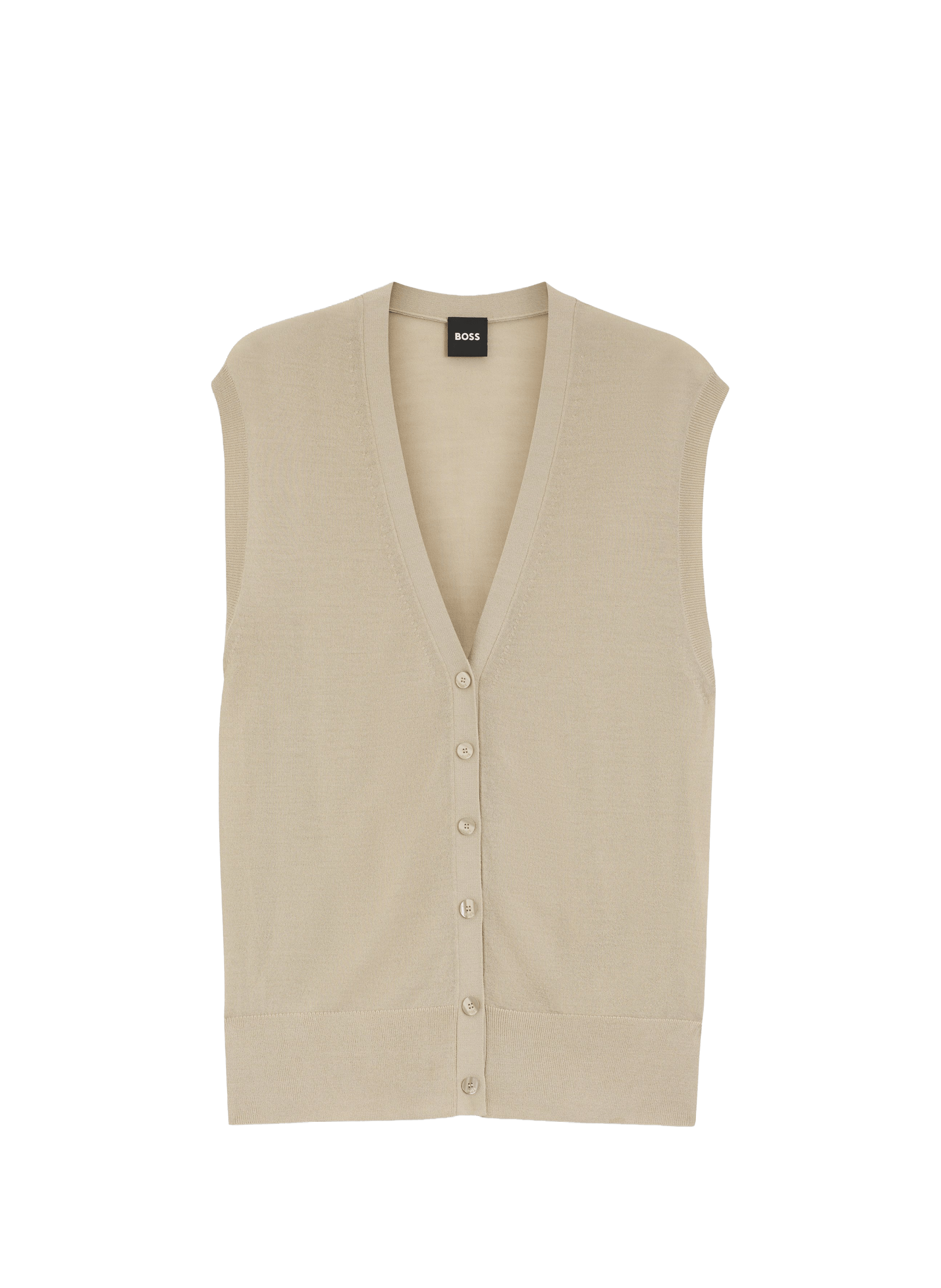 Gilet sans manches col V BOSS Beige