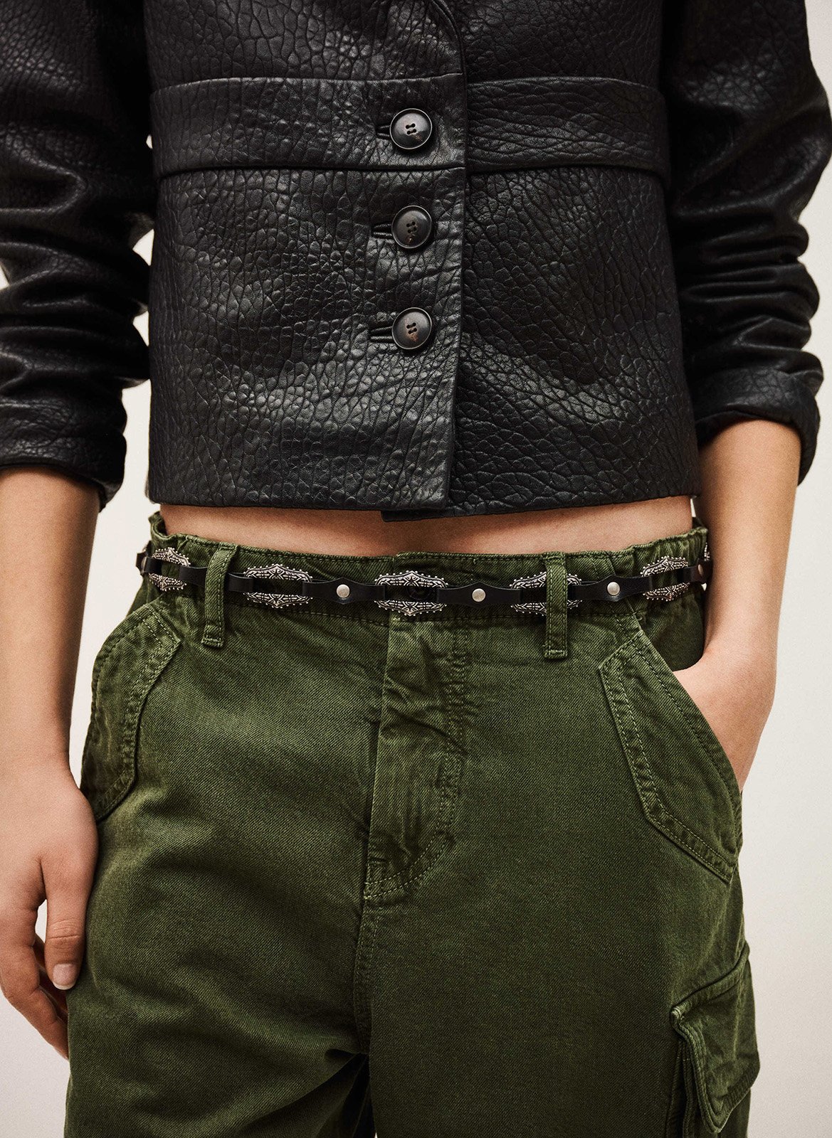Ceinture boucle en cuir baptiste BA&SH Noir
