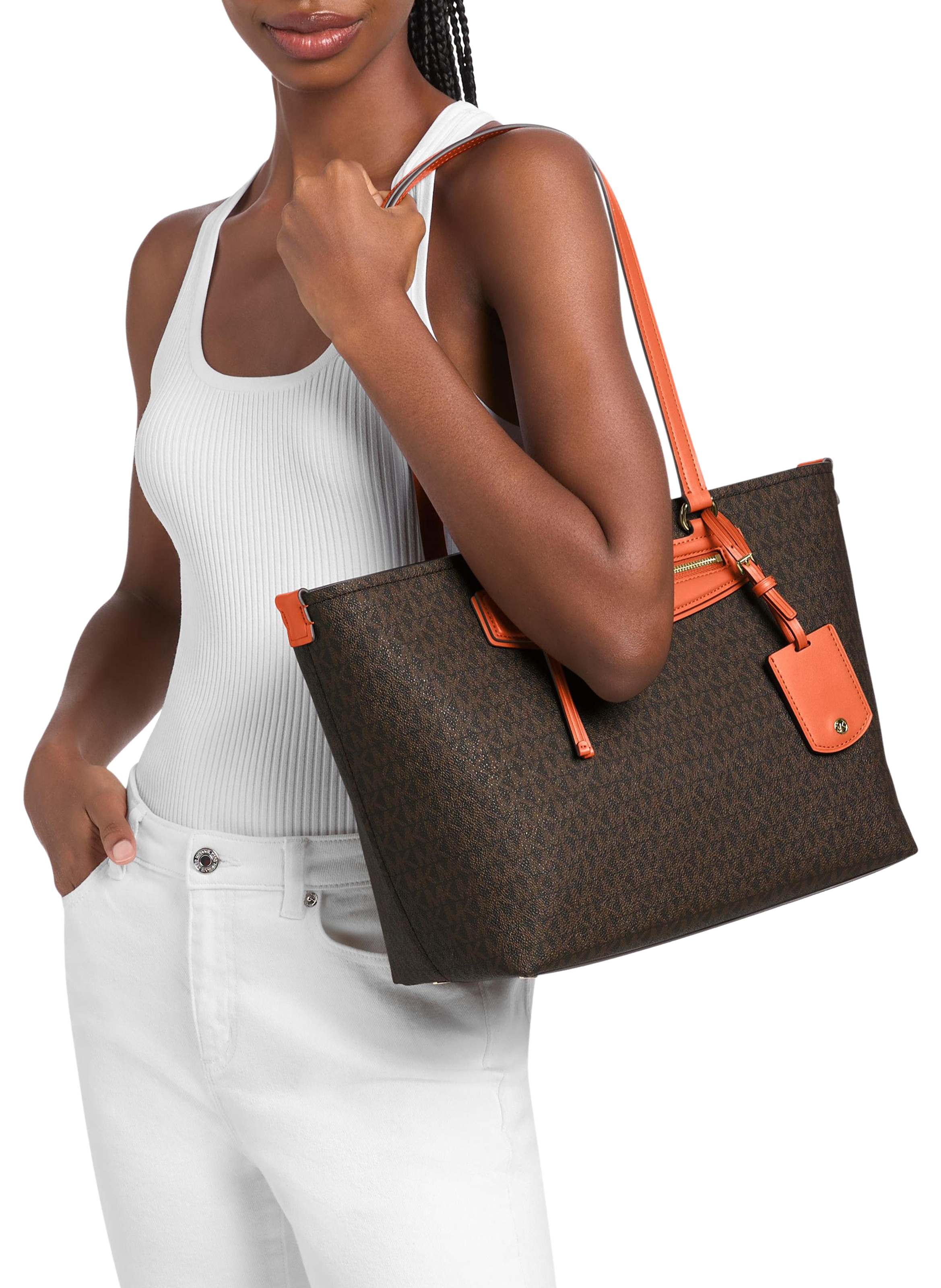 Sac cabas Jet Set M à logo signature MICHAEL KORS Marron