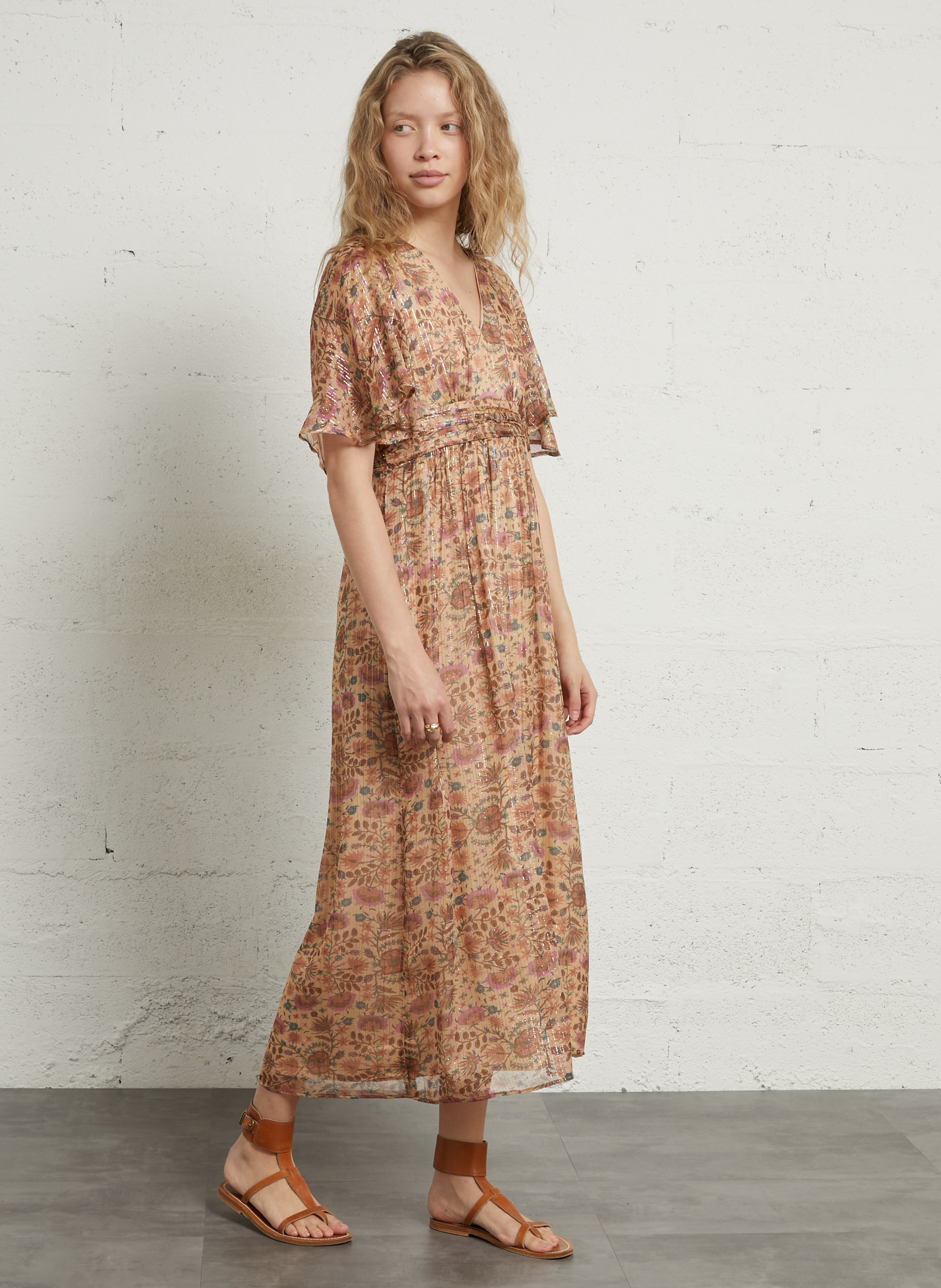 Robe longue imprimée bali MAISON 123 Beige