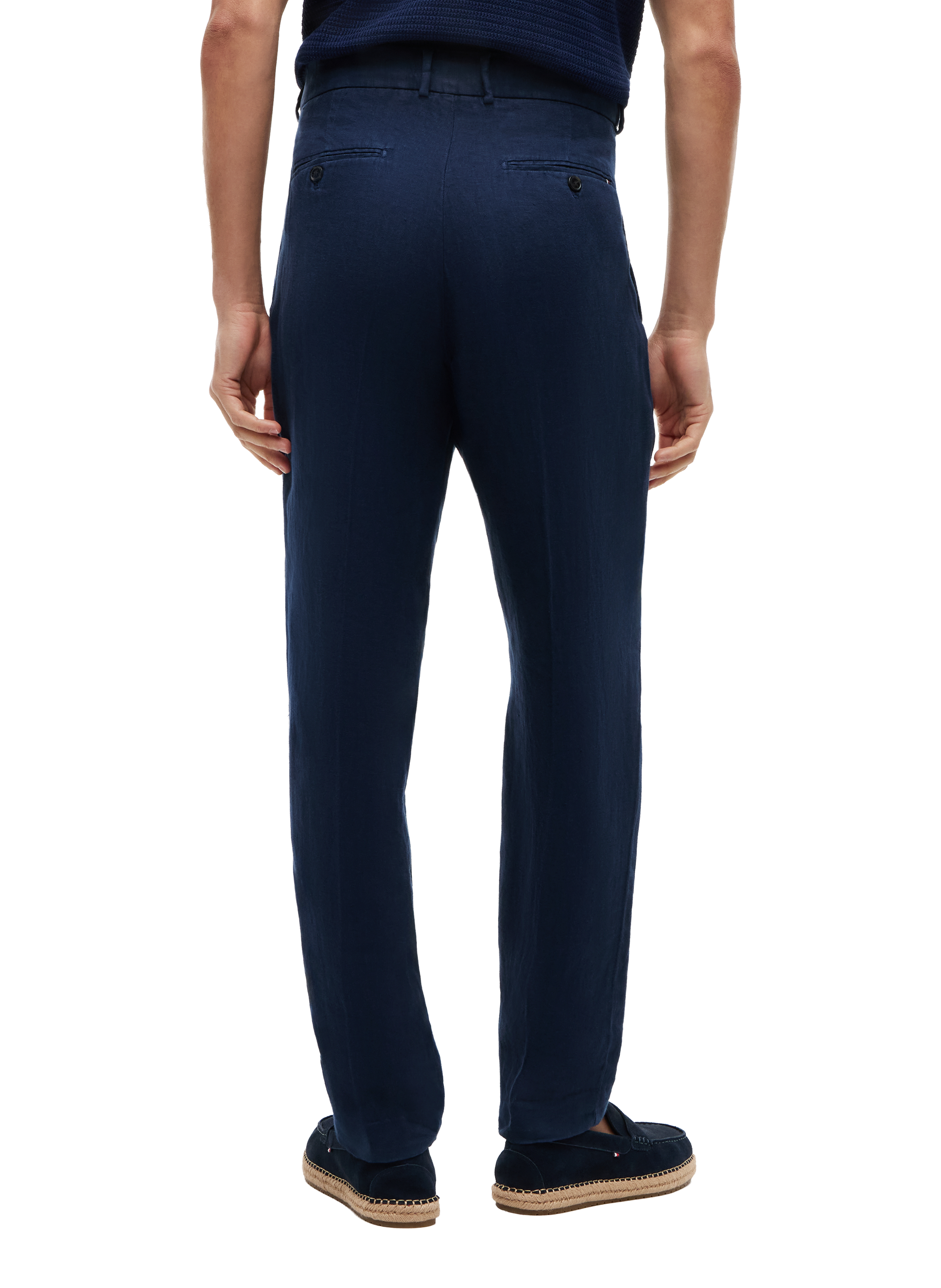 Pantalon chino New York Label en lin TOMMY HILFIGER Bleu