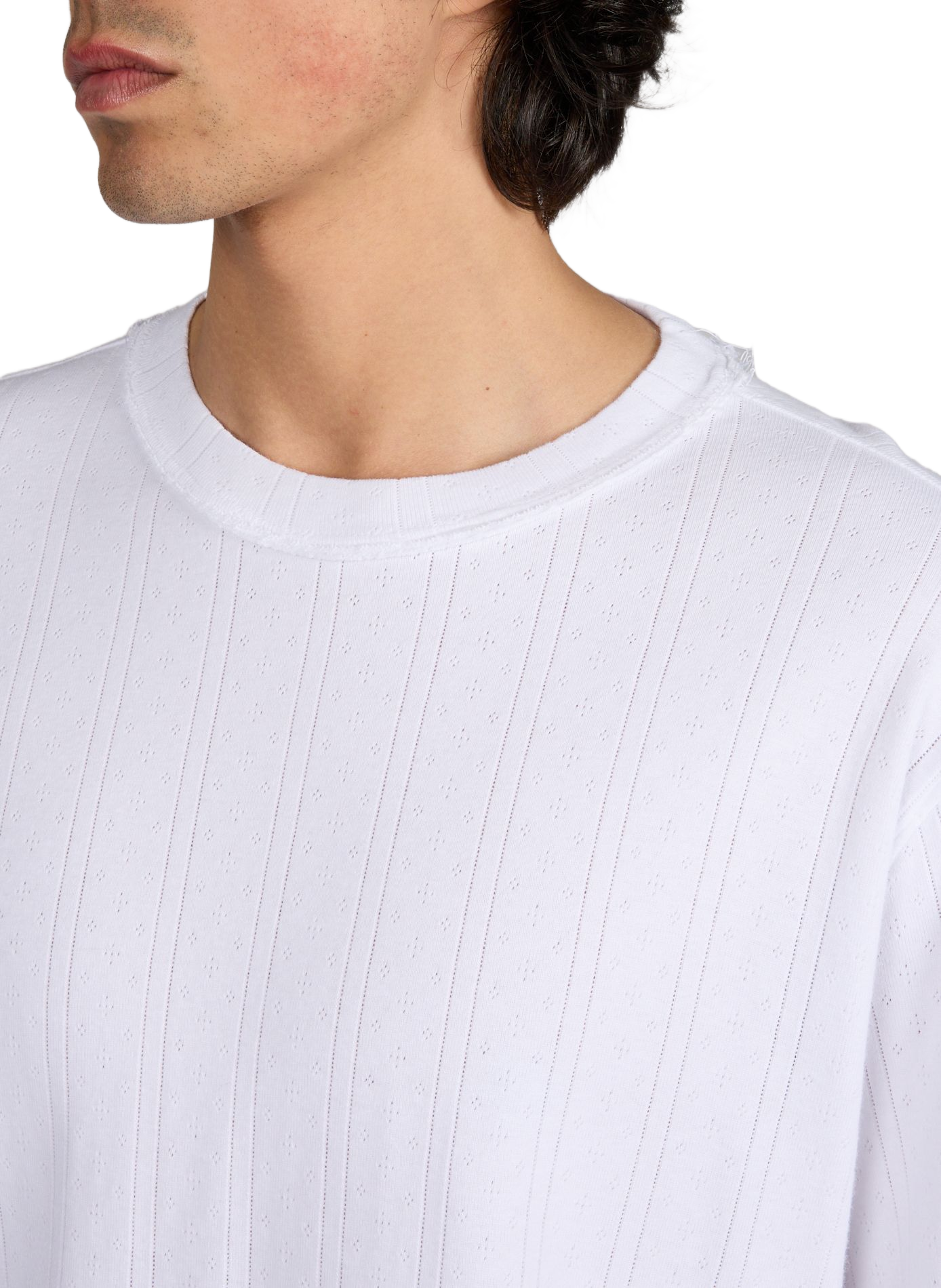 Loose round neck cotton perforated tee-shirt CAMIEL FORTGENS White
