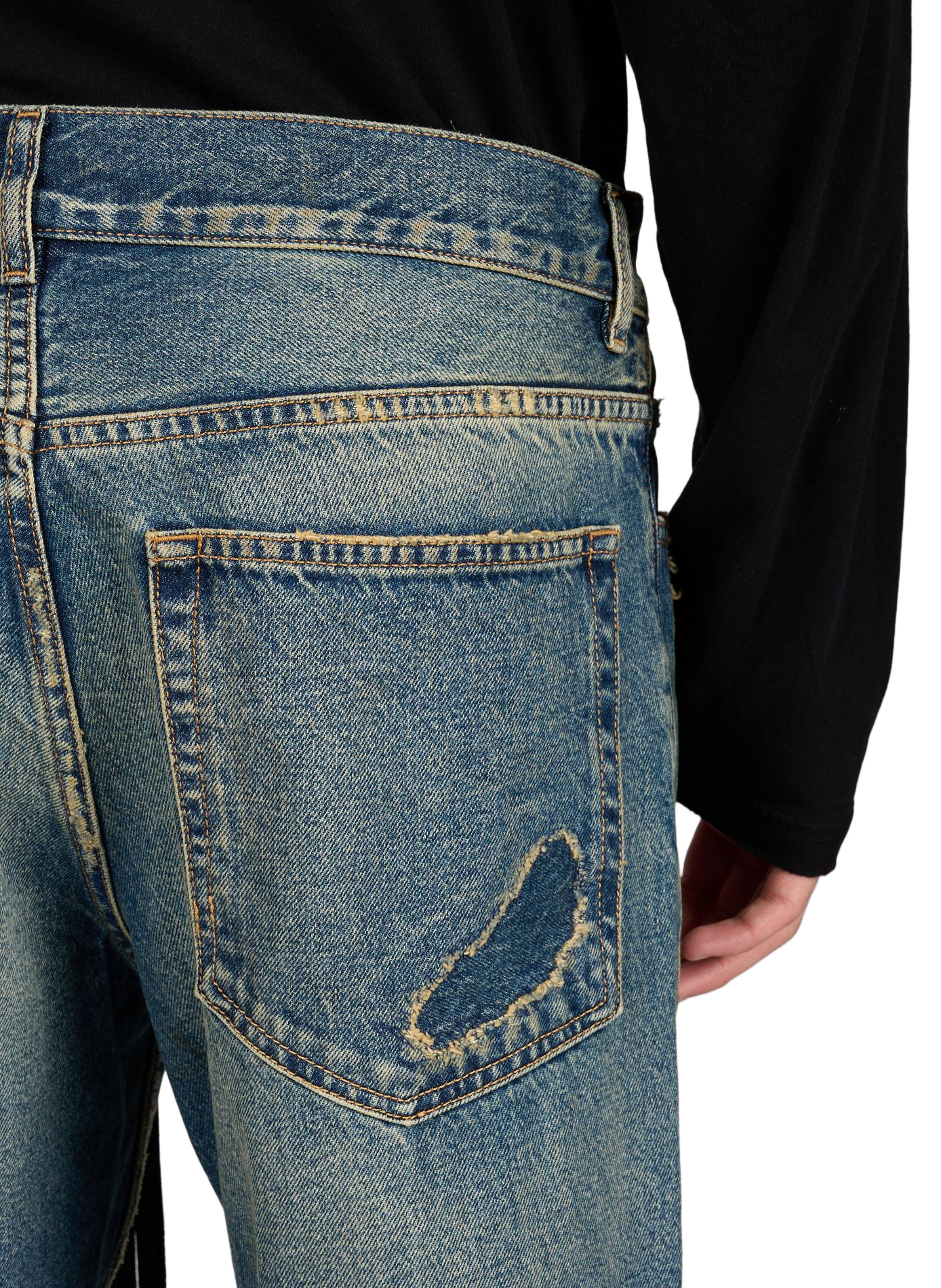 Bootcut washed denim jeans in cotton ANN DEMEULEMEESTER Blue