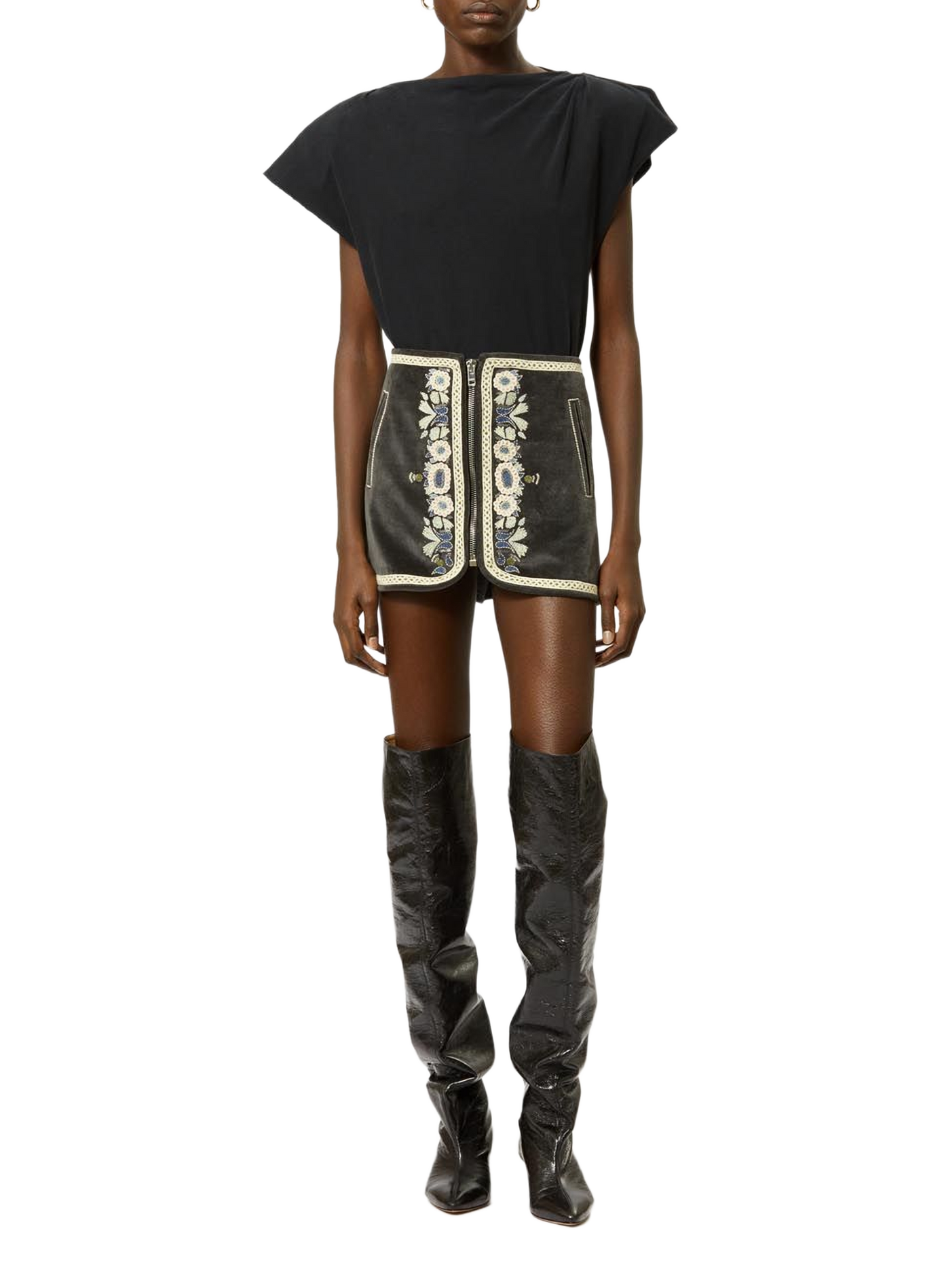 Asymmetric organic cotton Sebani T-shirt ISABEL MARANT Black
