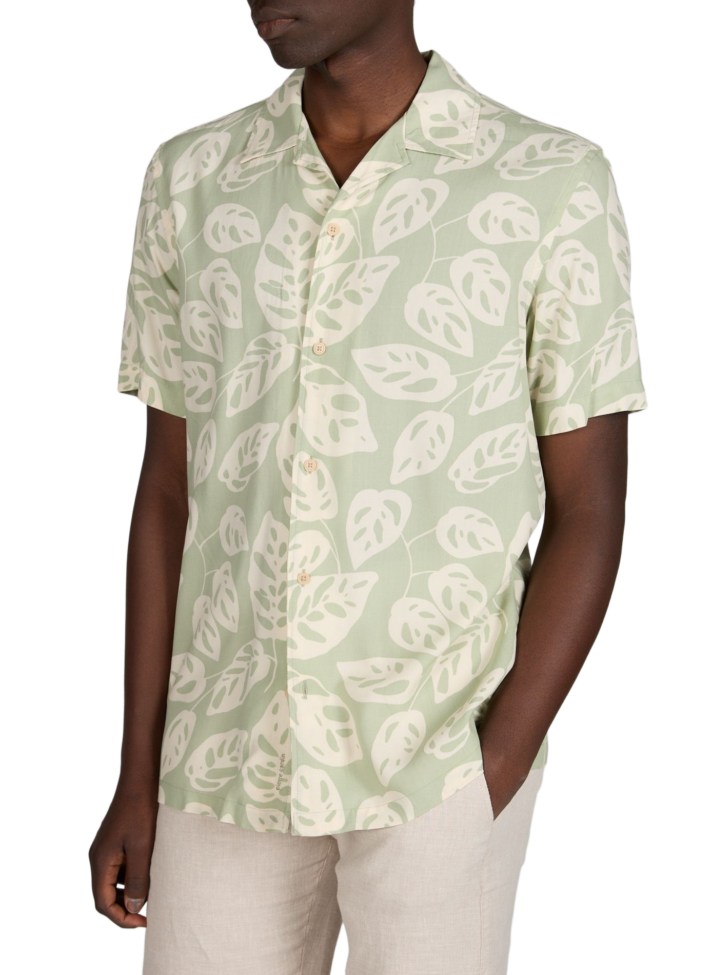 Chemise manches courtes à motif floral PIERRE CARDIN Vert